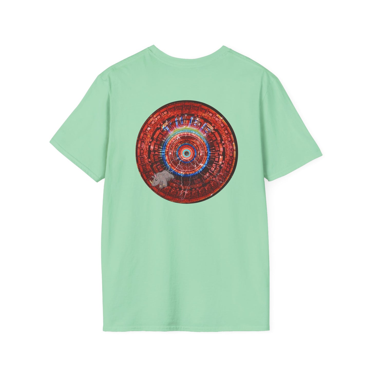 Classic Donut Tee - Unisex Soft-Style - "Rhinos Do Run From Thunder" - series 1.0  - variant 1 - red donut