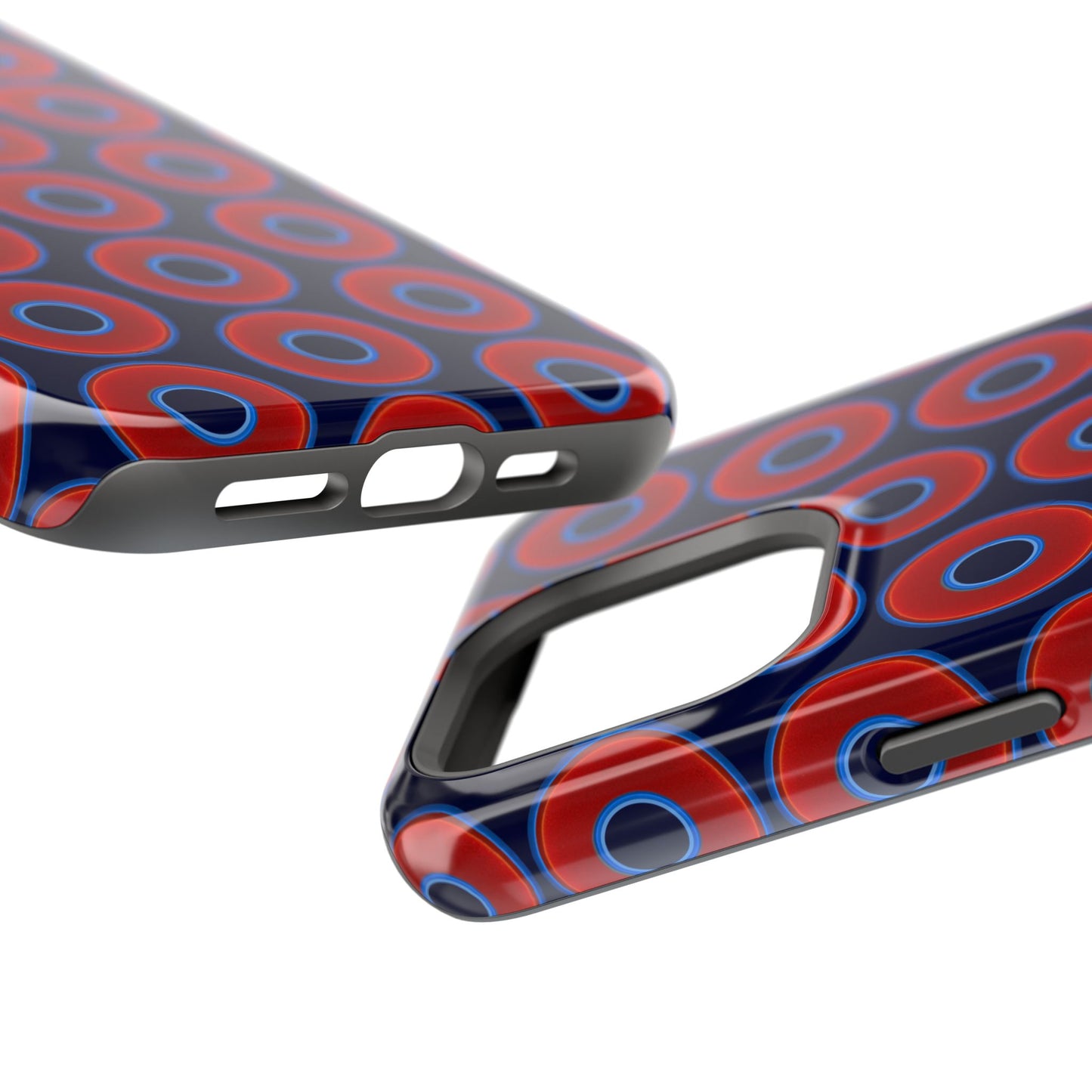 Magnetic Tough Donut Case - red vivid donut print w/dark navy blue background