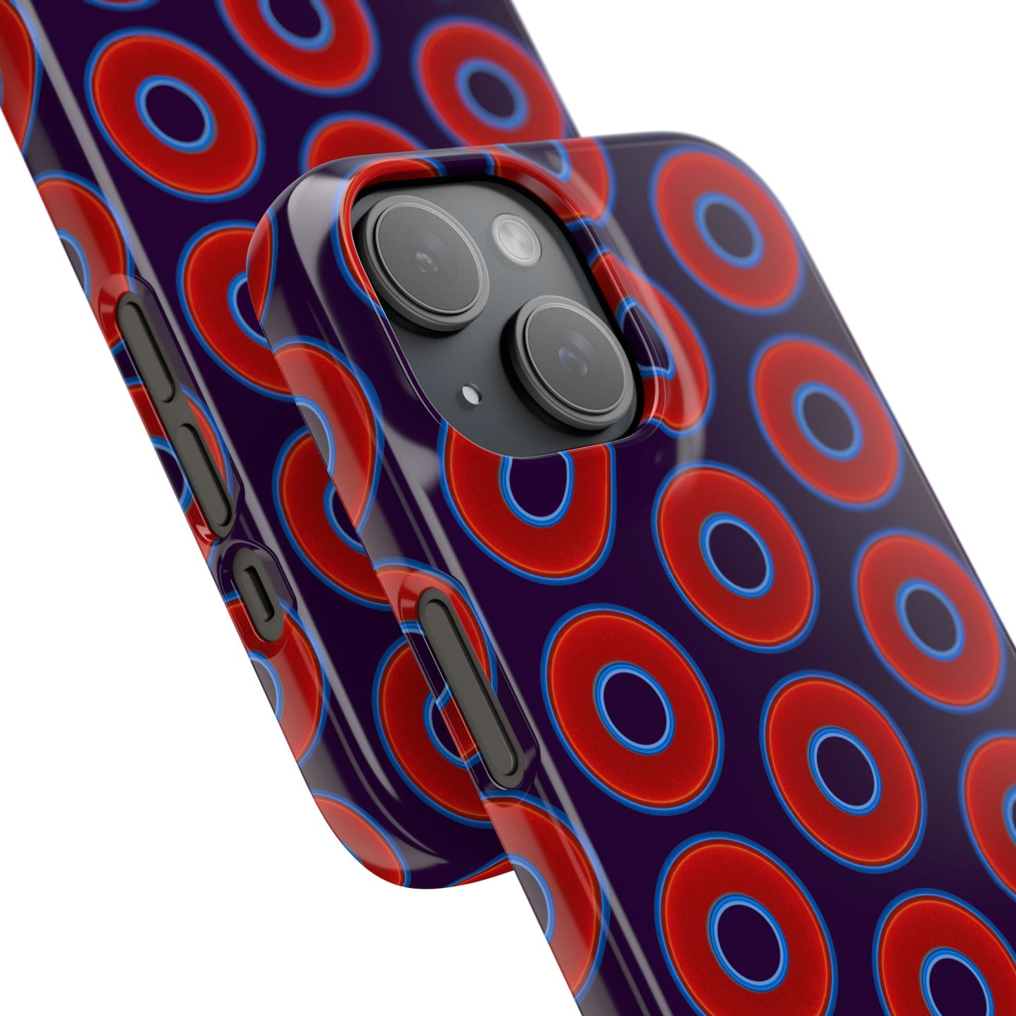 Lumpy Donut Snap Case - red vivid donut print w/midnight purple background
