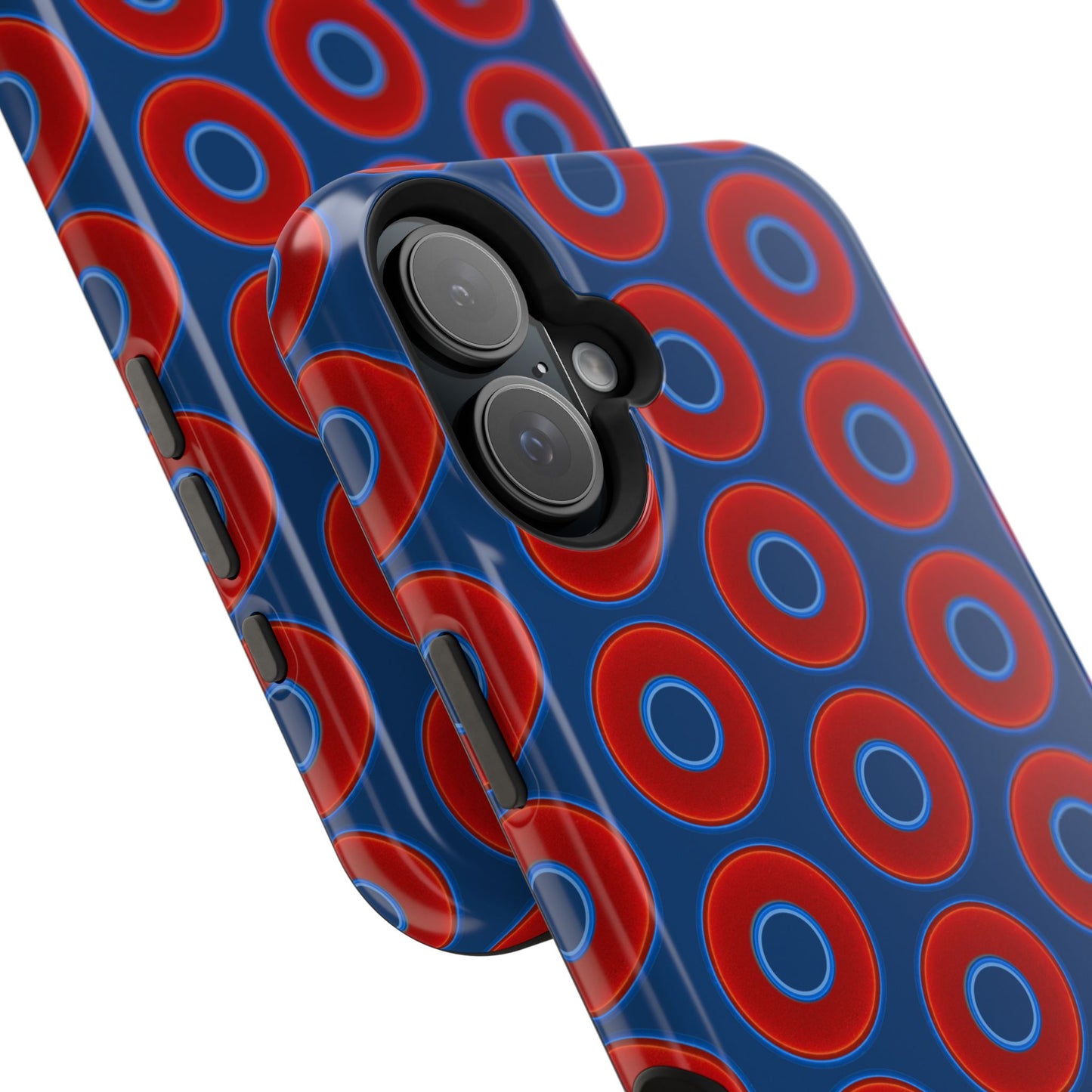 Magnetic Tough Donut Case - red vivid donut print w/Atlantic navy blue background