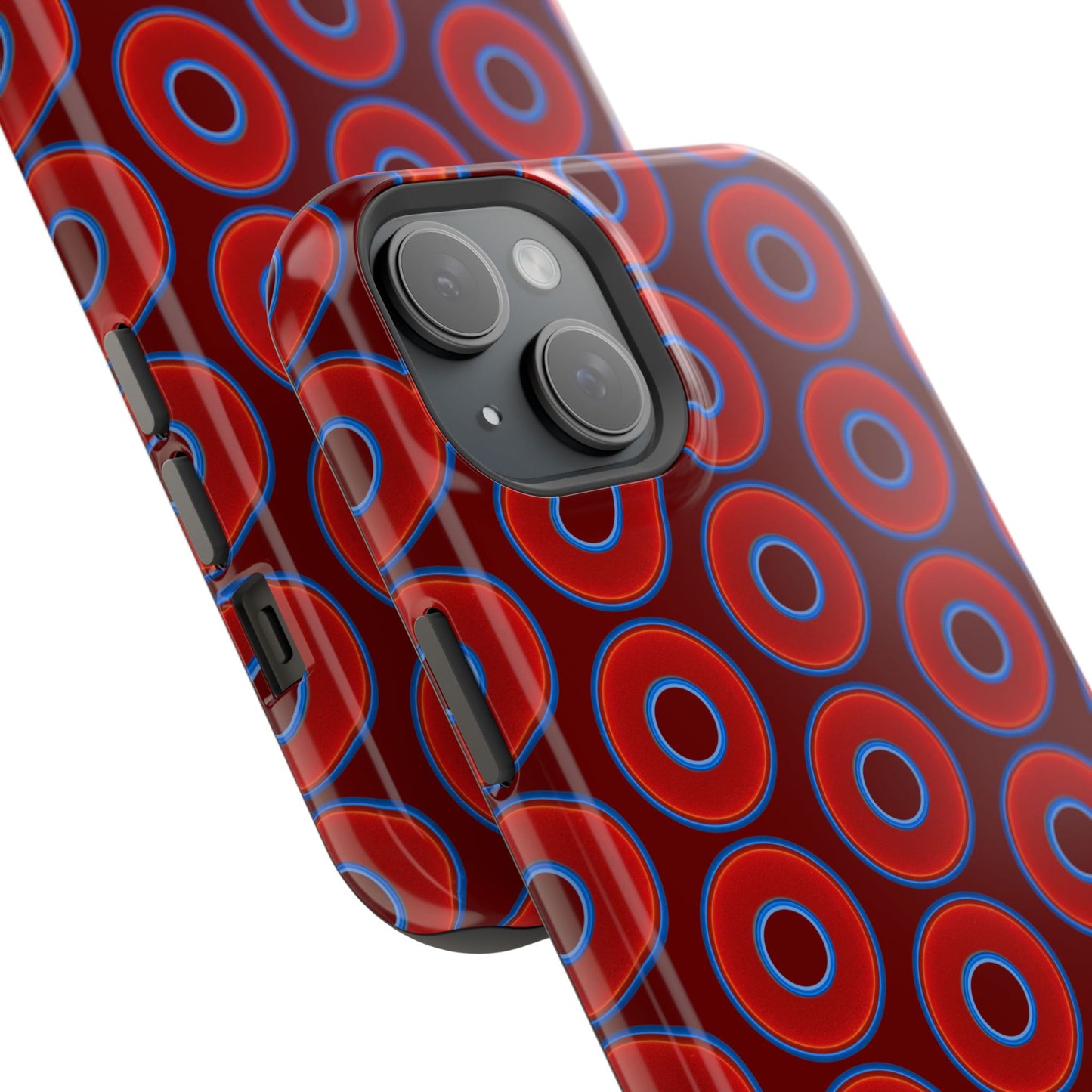 Magnetic Tough Donut Case - red vivid donut print w/dark red background