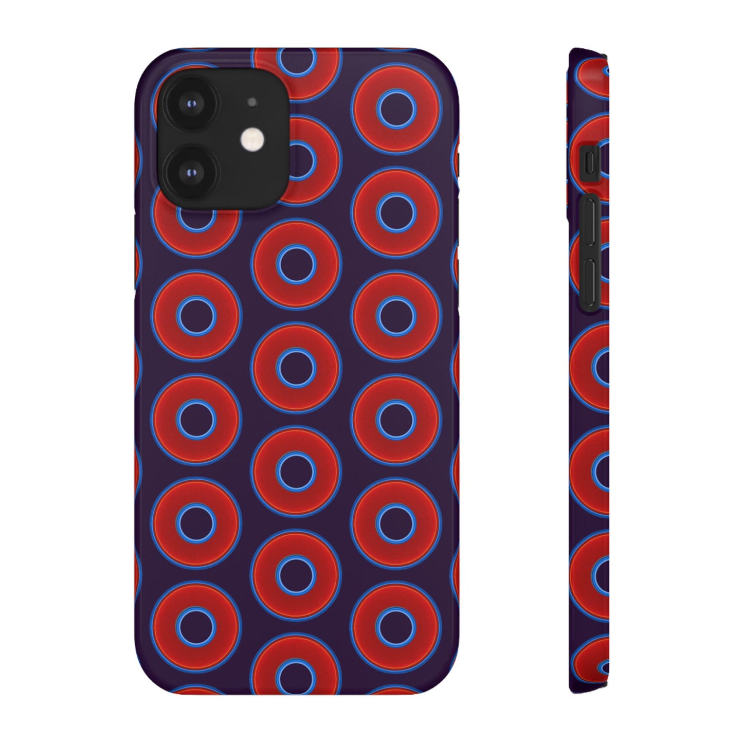 Lumpy Donut Snap Case - red vivid donut print w/midnight purple background