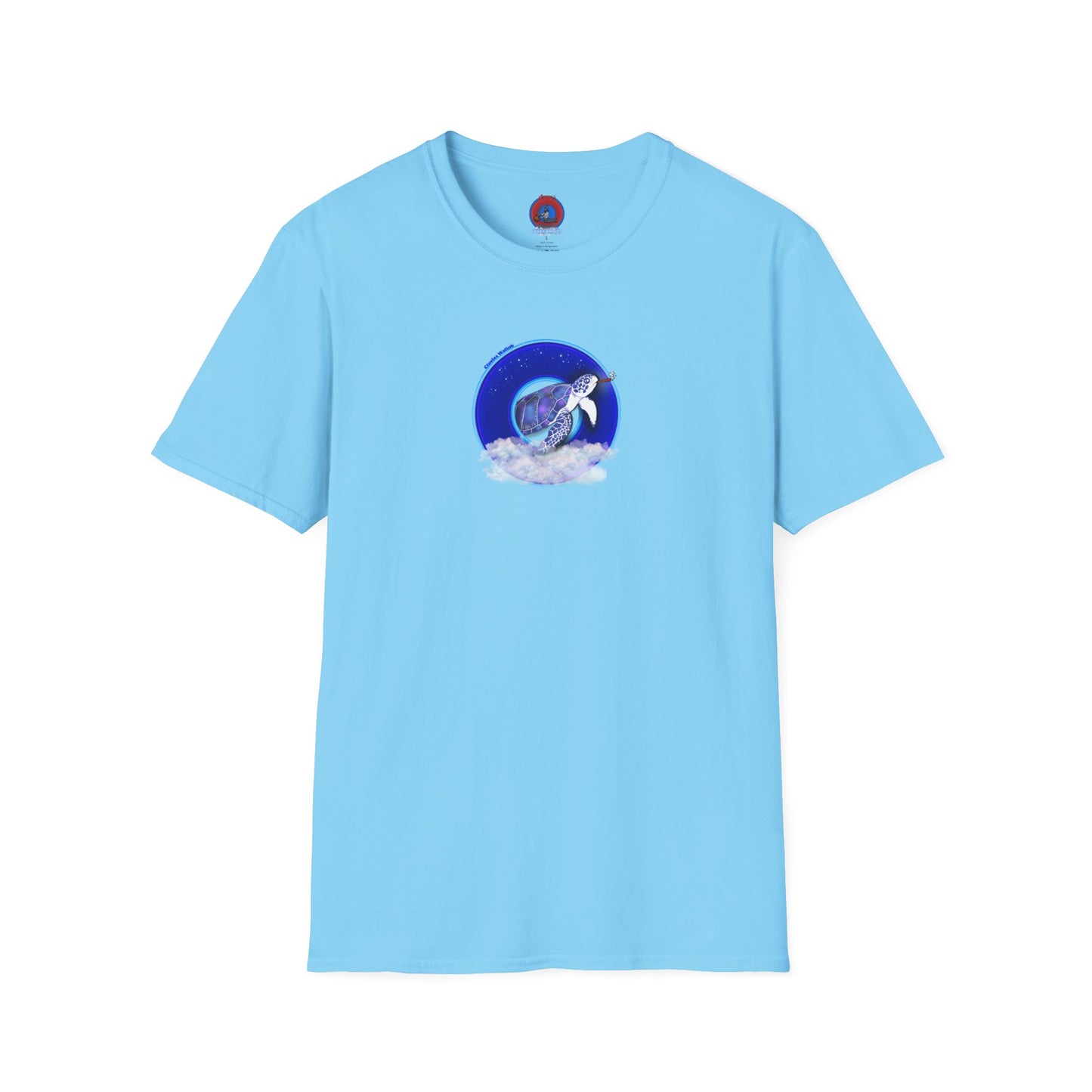 Classic Donut Tee - Unisex Soft-Style - "Clueless Wallob's Donuts" - vivid blue sky donut