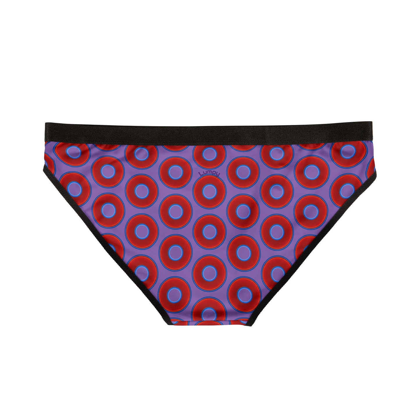 Lumpy Donut Underwear - vivid red donut print w/light purple background