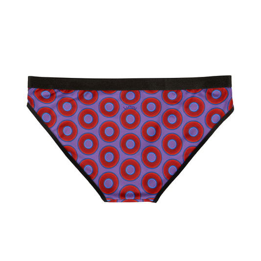 Lumpy Donut Underwear - vivid red donut print w/light purple background