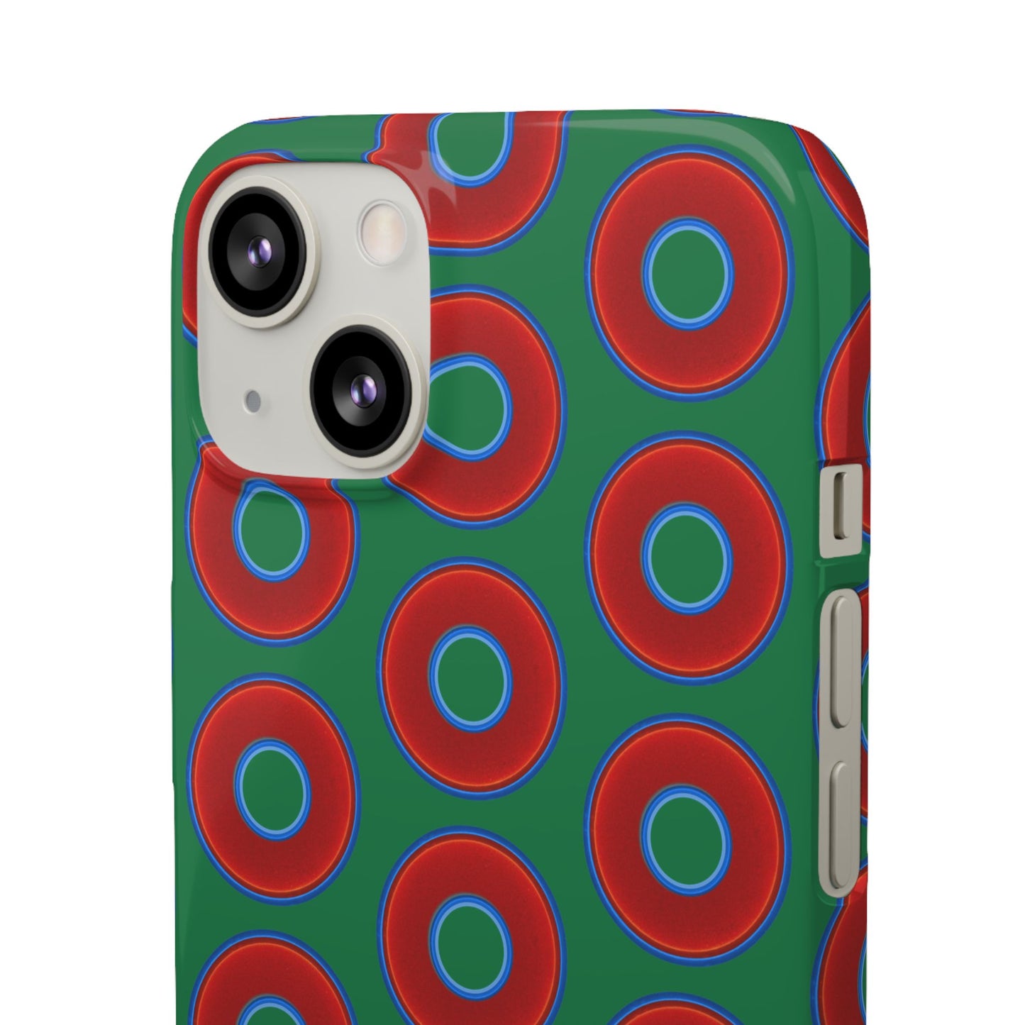 Lumpy Donut Snap Case - red vivid donut print w/green background