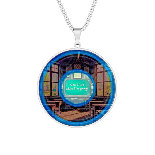 Lump's Heady Donut Necklace - 1" x 1" Stainless Steel Pendant - "The Torturous Donut Pendant" - red rustic donut cartoon donut