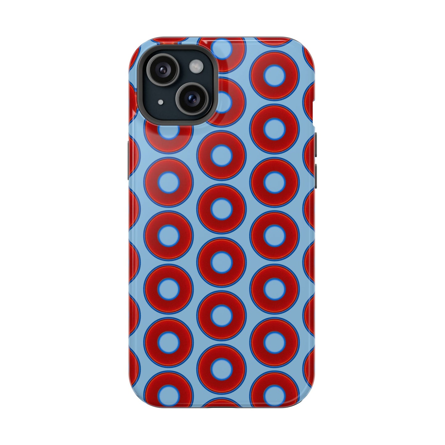 Magnetic Tough Donut Case - red vivid donut print w/sky blue background