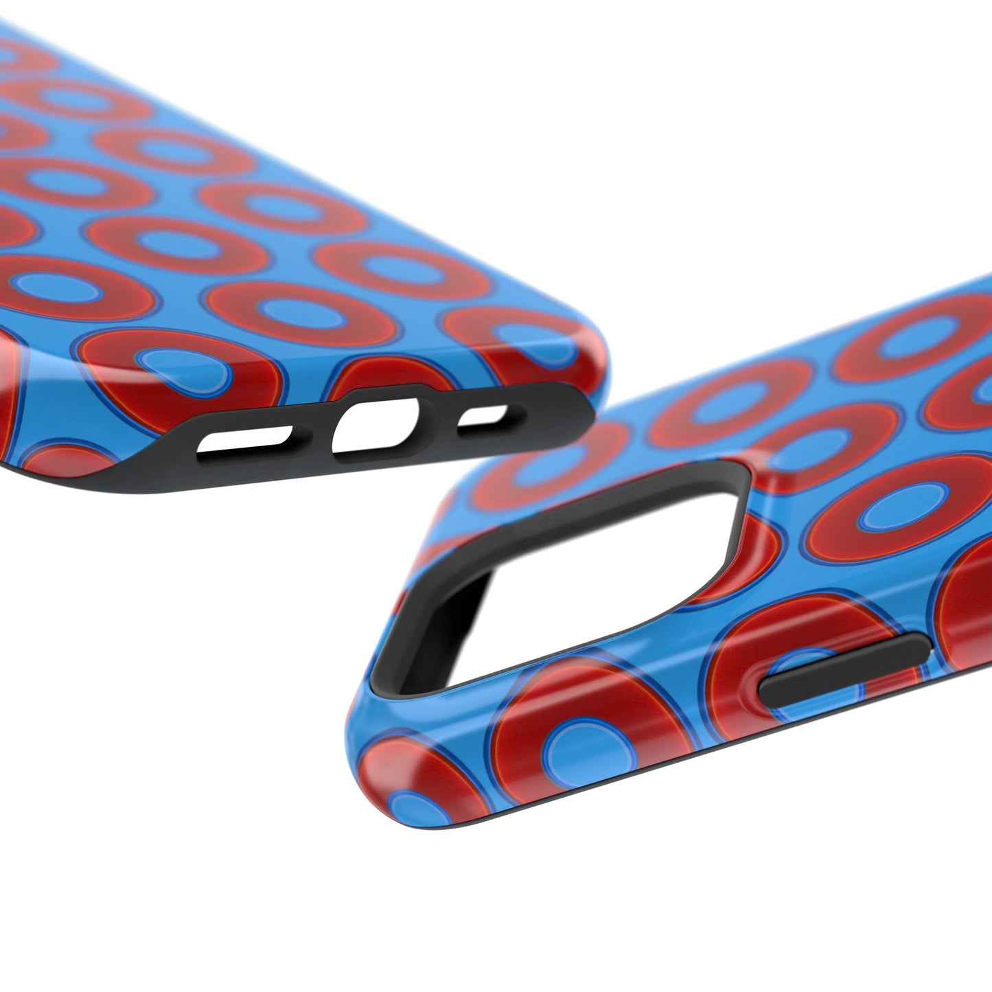 Magnetic Tough Donut Case - red vivid donut print w/sky royal blue background