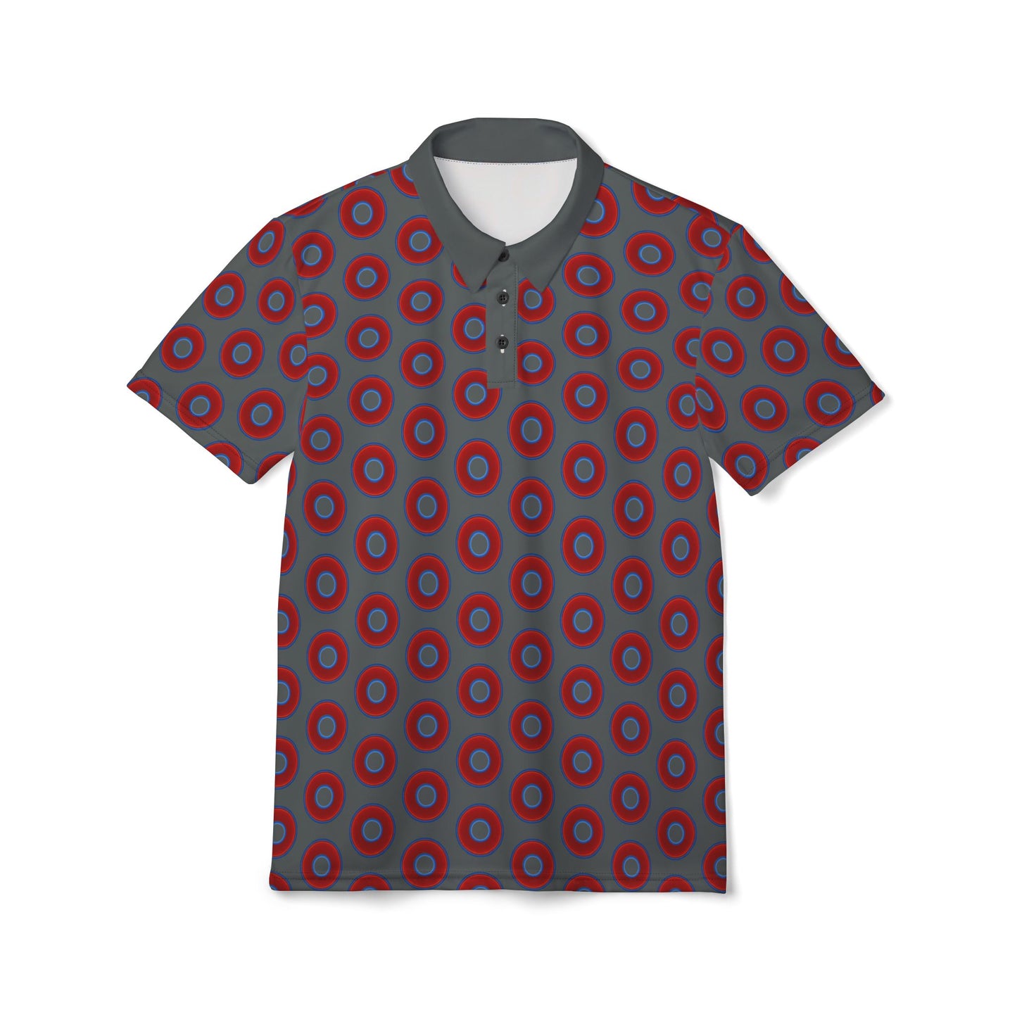 AOP Donut Polo - vivid donut print w/dark gray background [unisex]
