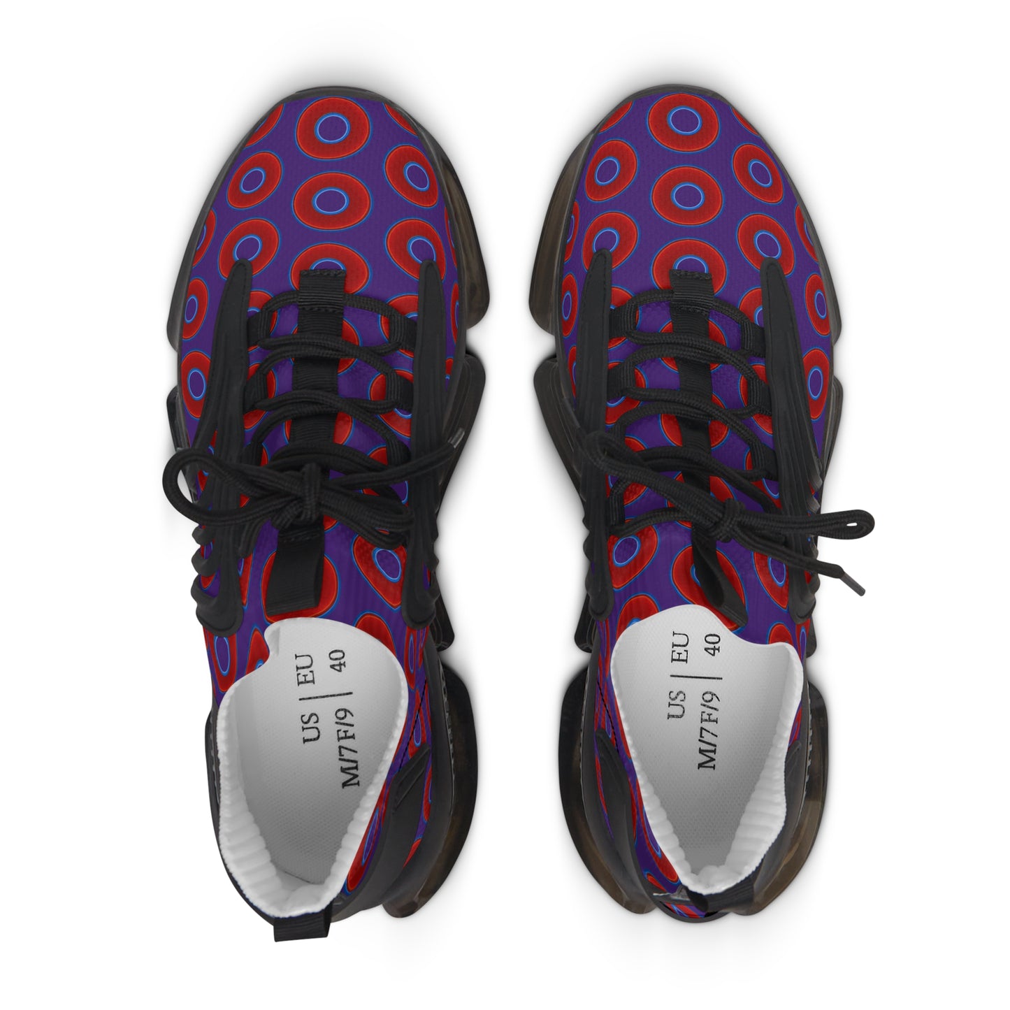 Women's Donut Kicks - red vivid donut print w/purple background