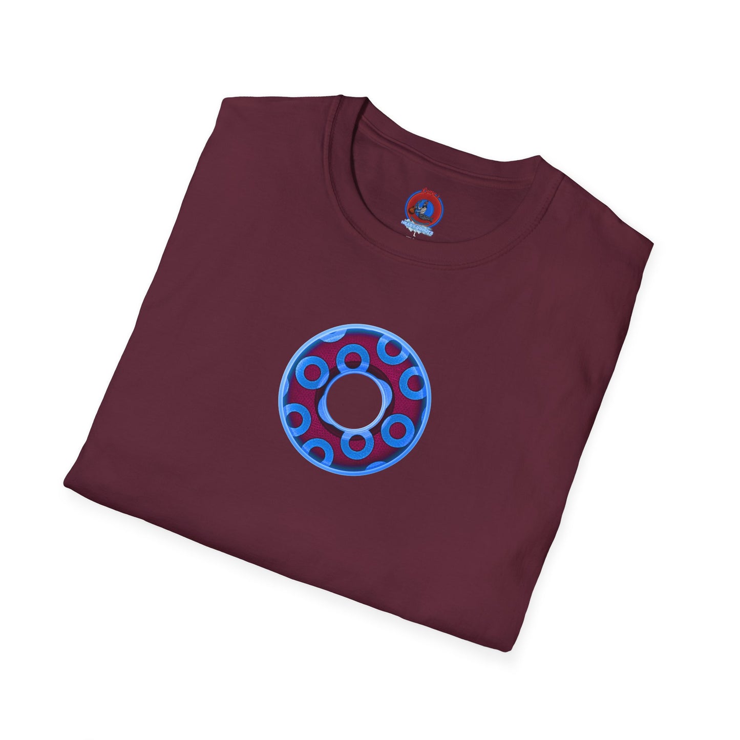 Plain Donuts/Unisex Soft-Style - "Plain Rustic Paradoxical Donuts" - light blue/burgundy donuts