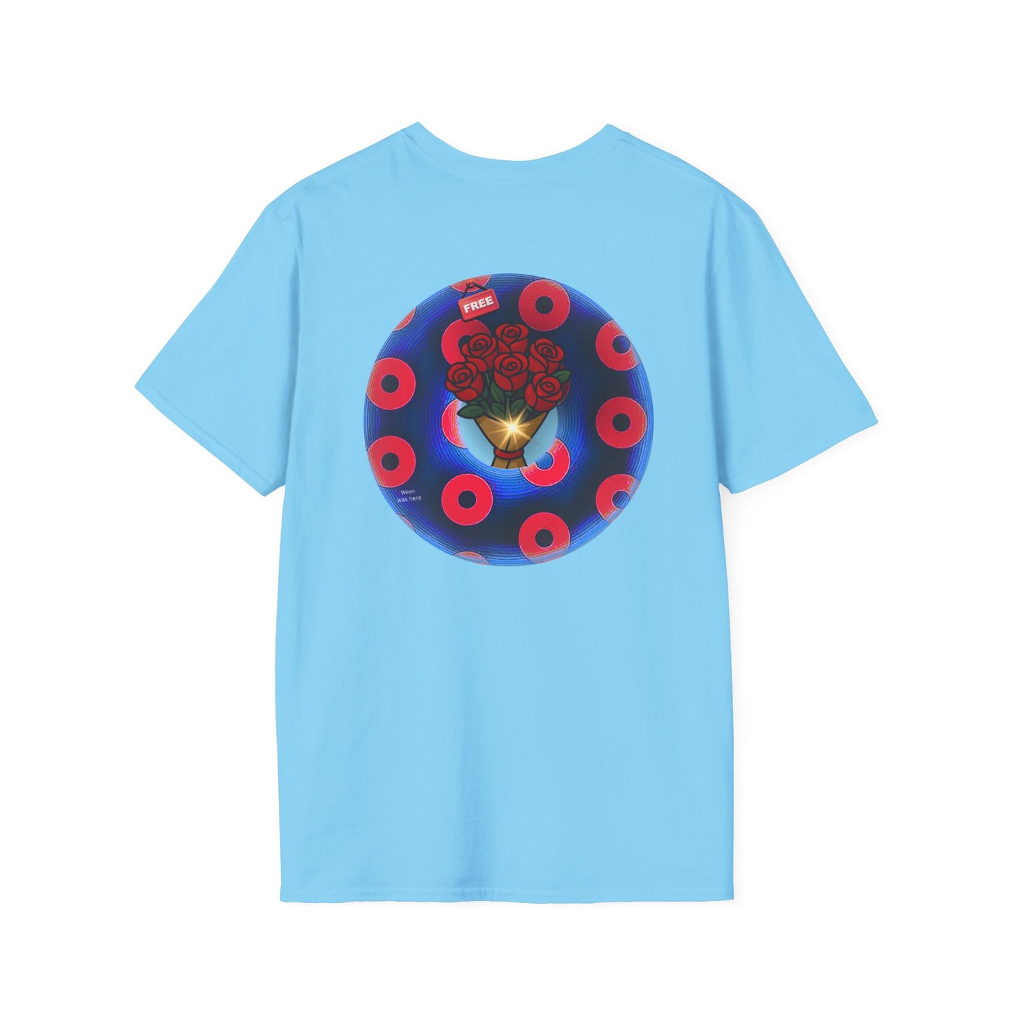 Classic Donut Tee - Unisex Soft-Style - "Donuts of Phreedom" - red/blue paradoxical blimpy donut