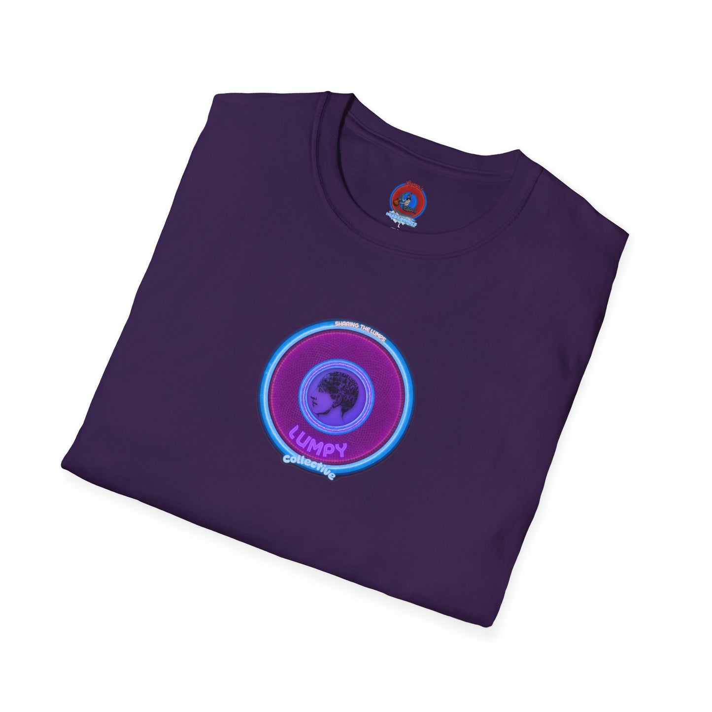 Classic Donut Tee - Unisex Soft-Style - "Lumpy Collective Donut" - rustic purple/light blue lumpy donut - variant 2