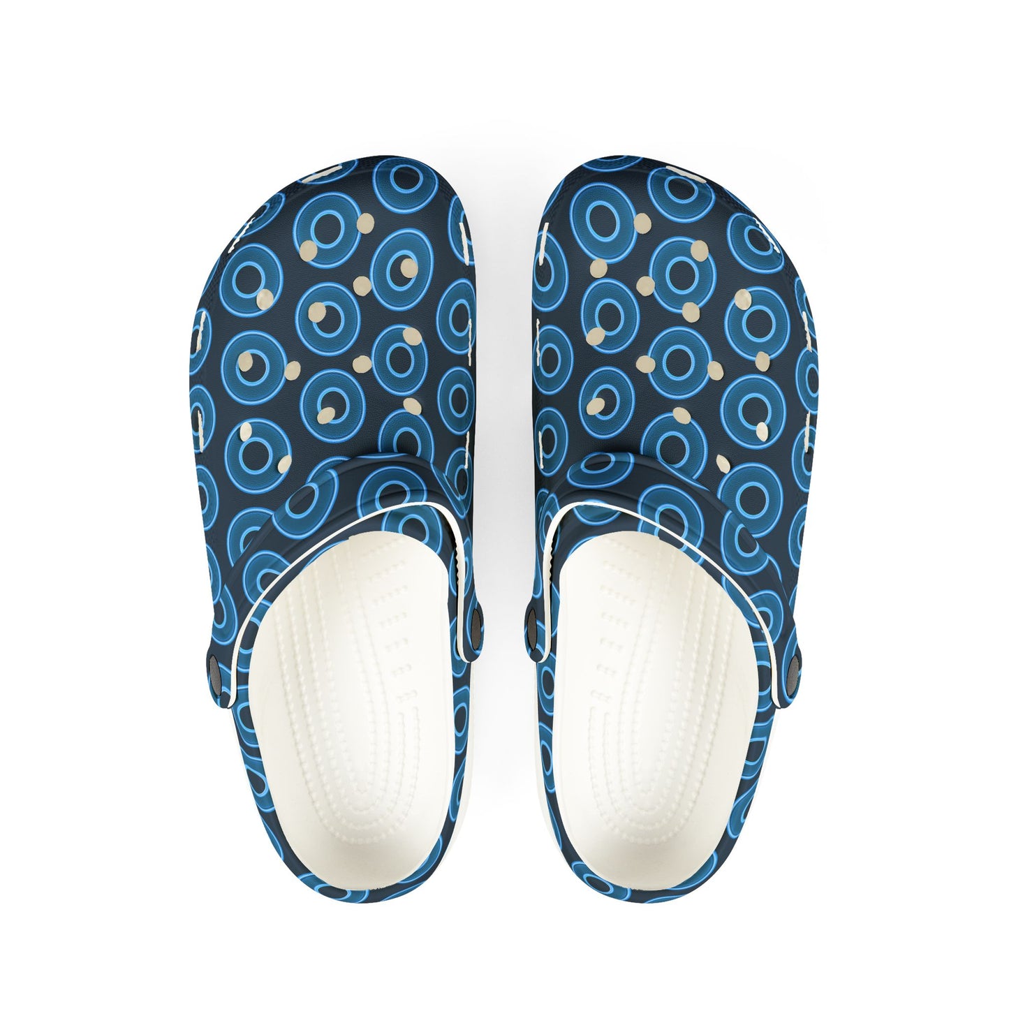 Spatchcocks - donut slip-on shoes - blue rustic donuts w/navy background [unisex]