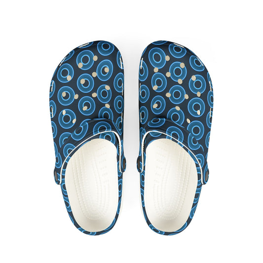 Spatchcocks - donut slip-on shoes - blue rustic donuts w/navy background [unisex]
