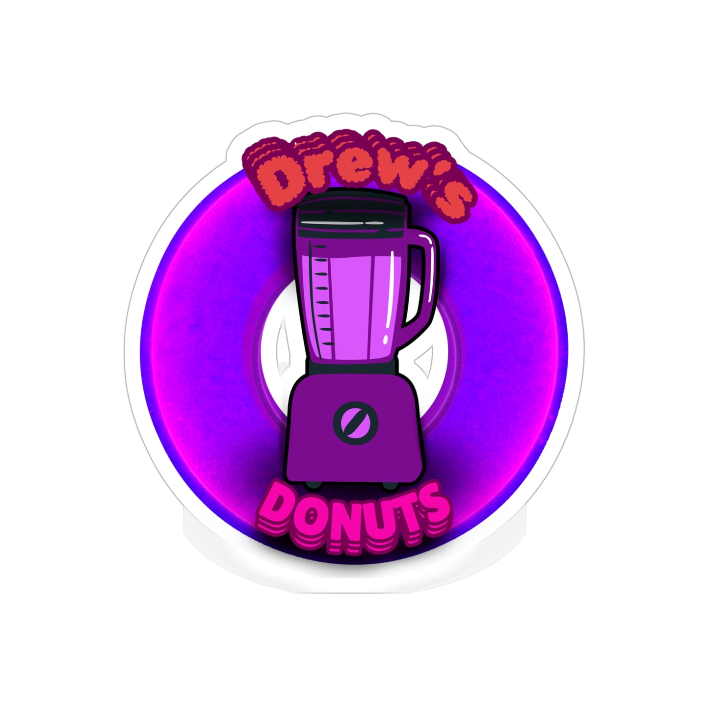 Donut Bumper/Outdoor Sticker - "Drew's Donuts" - series 1.0 - purple donut - [Die-Cut] 6"x 6"