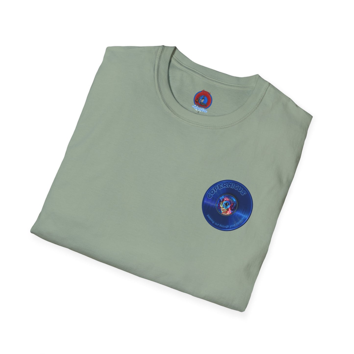 Classic Donut Tee - Unisex Soft-Style - "Drunken Copernicus" - series 1.0 - blue donut - variant 2