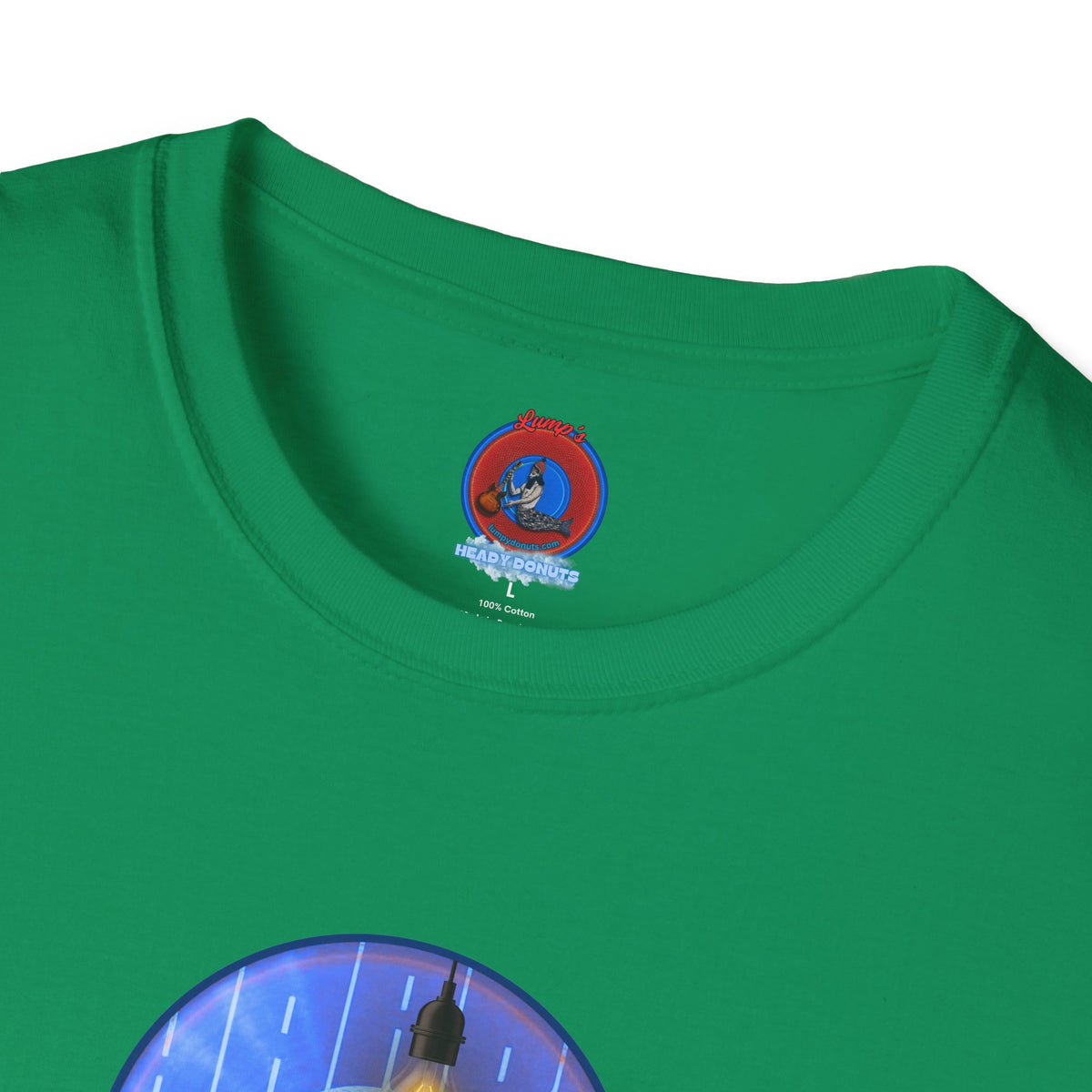 Classic Donut Tee - Unisex Soft-Style - "Harry Left His Donut Shirt" - series 1.0  - variant 4 - purple/blue donut - w/milk & light on