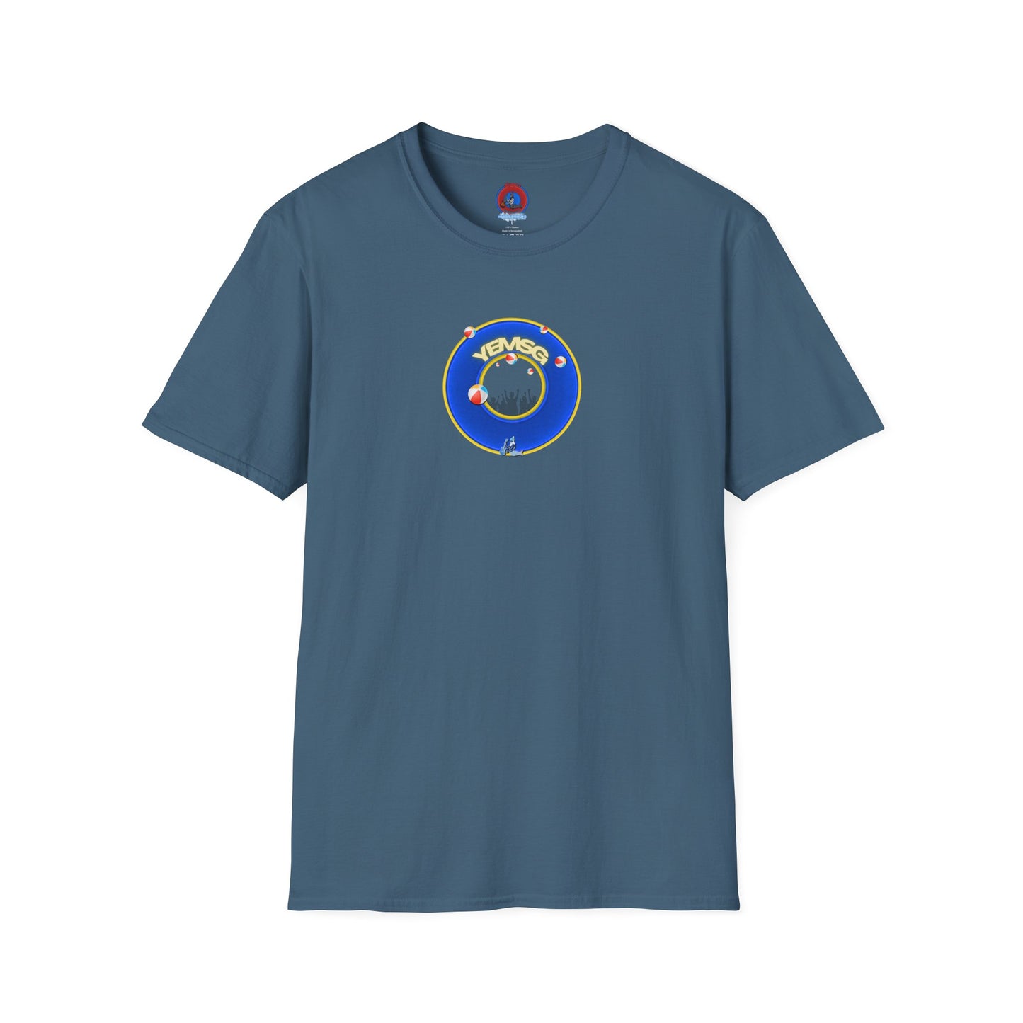 Donut Tee - Unisex Soft-Style - "The Donut's Secret Ingredient? MSG" - vivid blue/yellow donut - variant 2