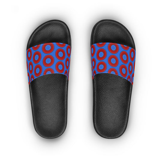 Lumpy Sandals - slip-ons - red vivid donuts w/medium royal blue background