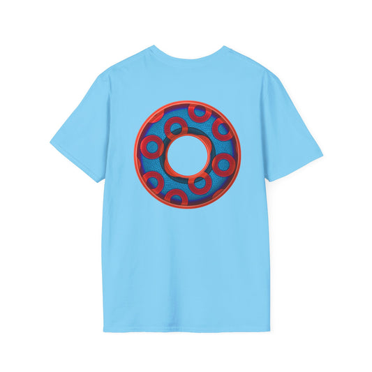 Plain Donuts/Unisex Soft-Style - "Plain Rustic Paradoxical Donuts" - red/light royal blue donuts