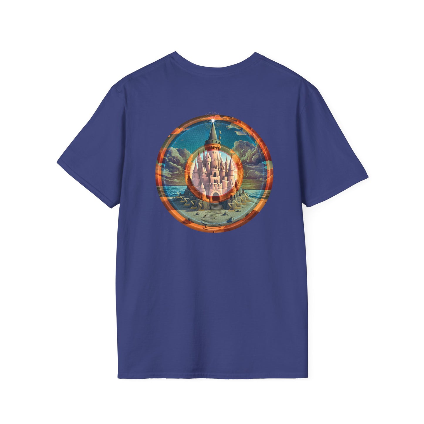 Classic Donut Tee - Unisex Soft-Style - "The Donut that Tides Never Reached" - series 1.0  - variant 1 - plain - blue/orange donut