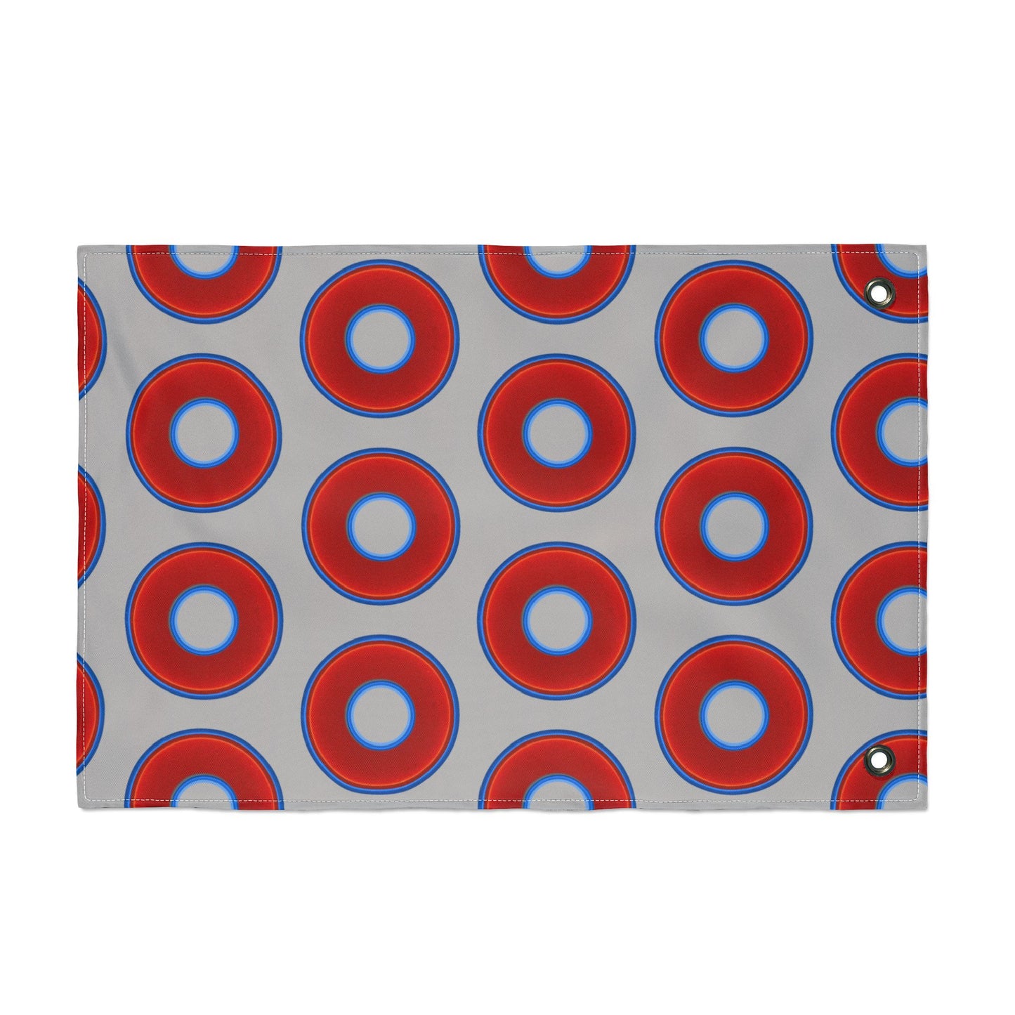 Lumpy Flagpole Sitters - Donut Flags [12" x 18"] - red vivid donut print w/light gray background