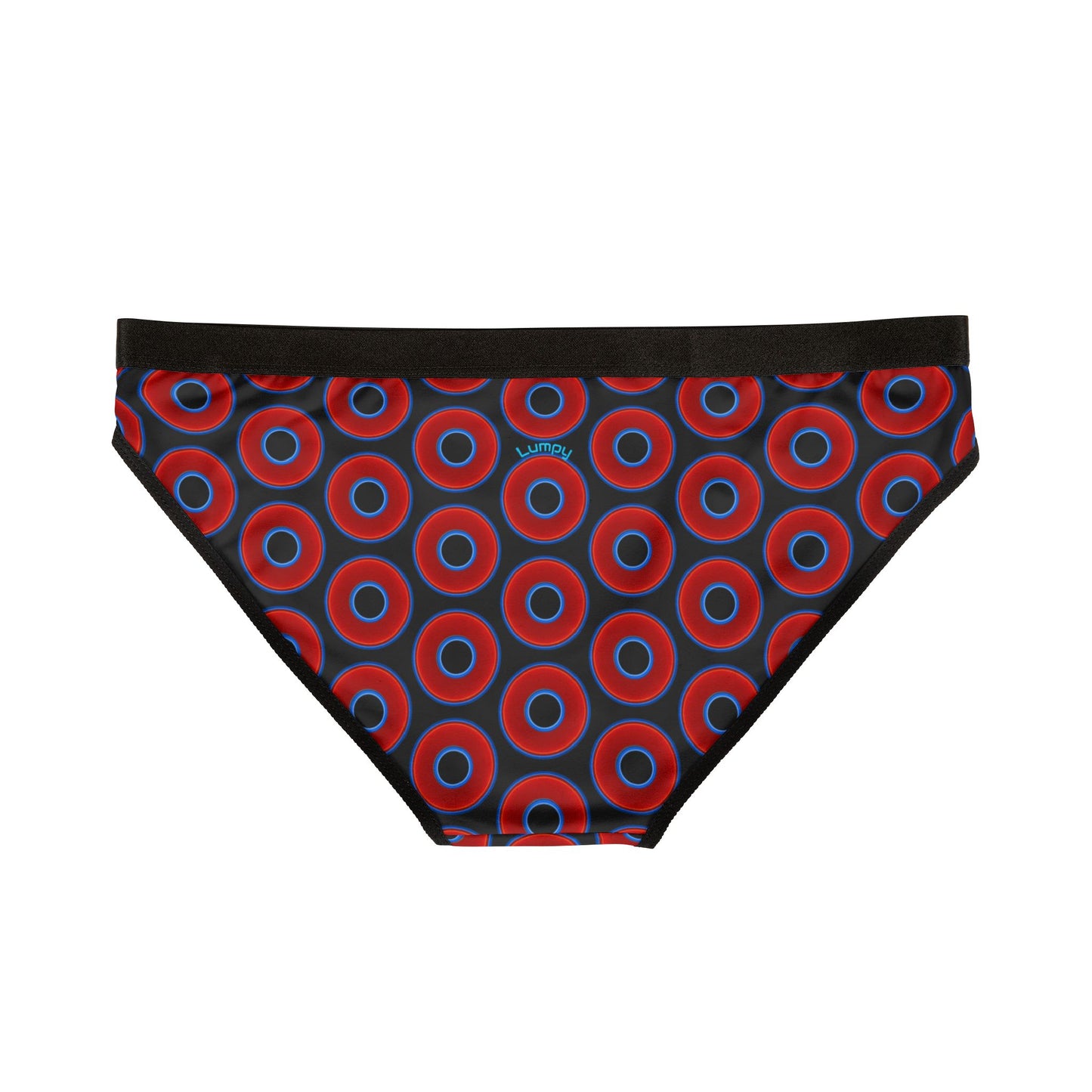Lumpy Donut Underwear - vivid red donut print w/black background