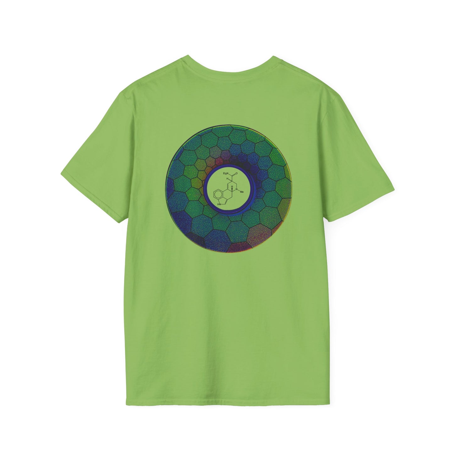 Classic Donut Tee - Unisex Soft-Style - "Dr. Albert Hofmann's Favorite Donut" - series 1.0  - variant 1 - green hexadonut