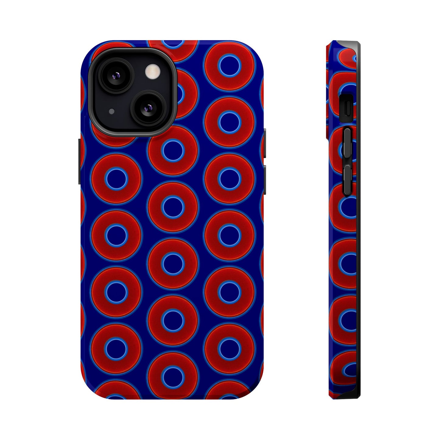 Magnetic Tough Donut Case - red vivid donut print w/vivid navy blue background
