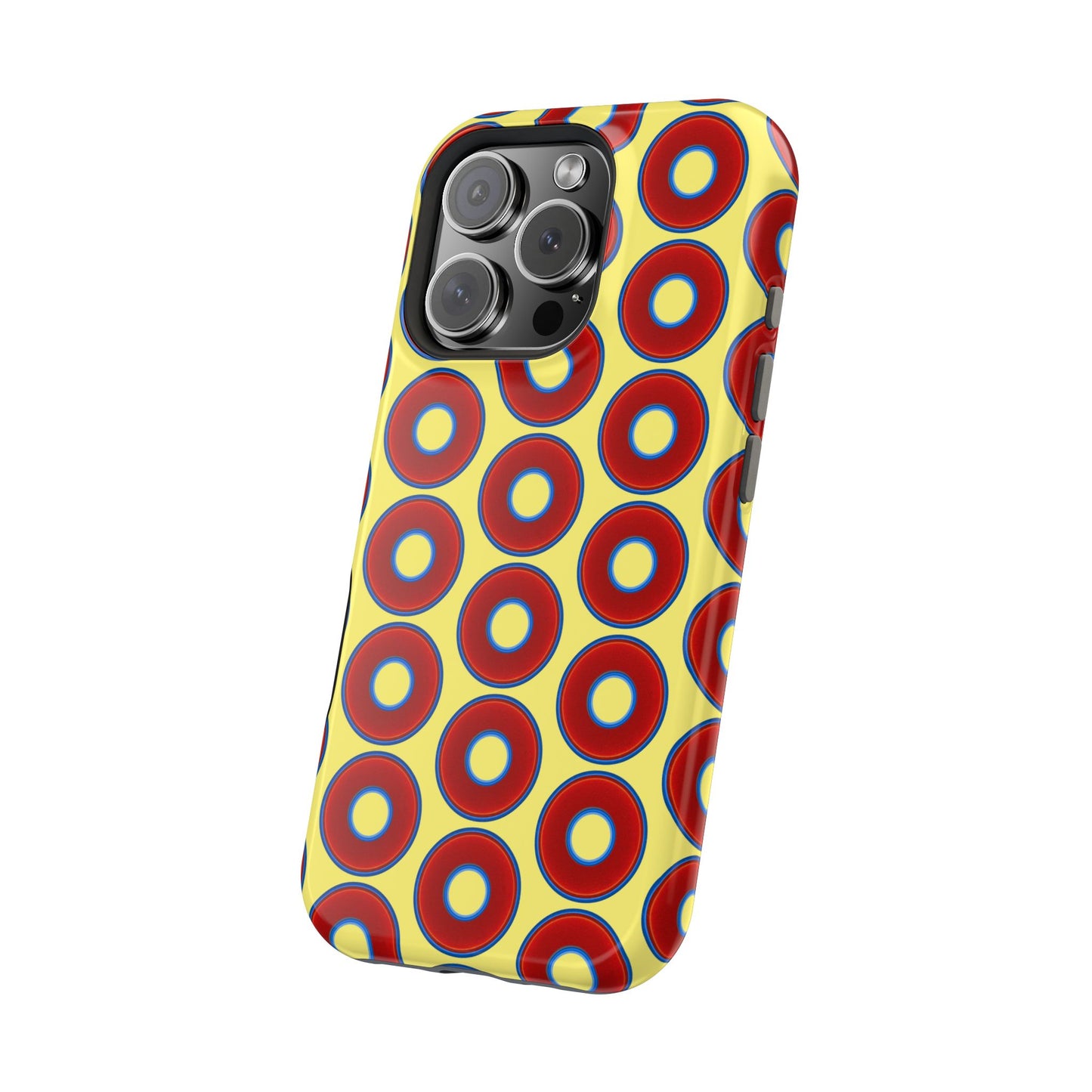 Magnetic Tough Donut Case - red vivid donut print w/yellow background