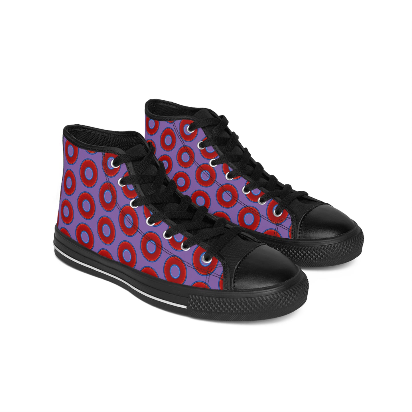 Men's Cushiony Convectors - High Tops - red vivid donuts w/light purple background