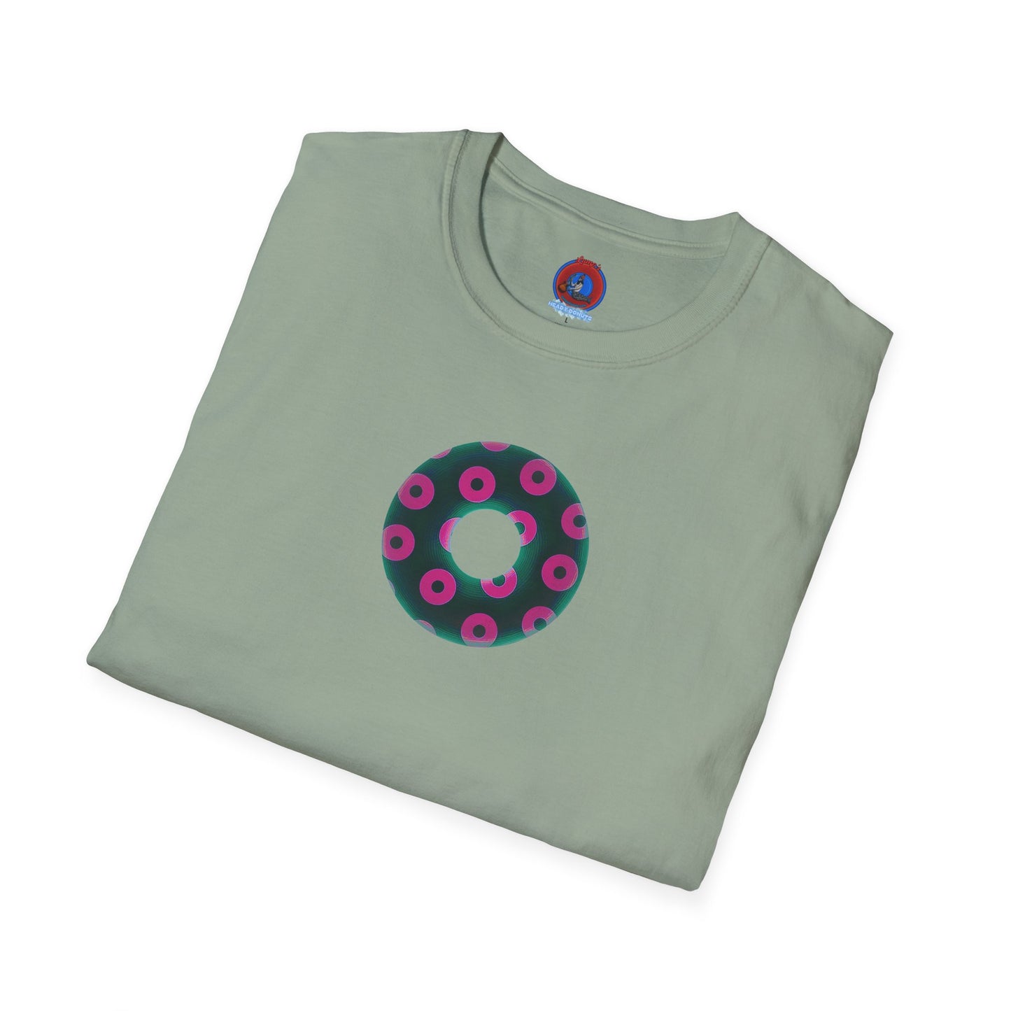 Plain Donuts/Unisex Soft-Style - "Plain Blimpy Paradoxical Donuts" - dark green/magenta donuts