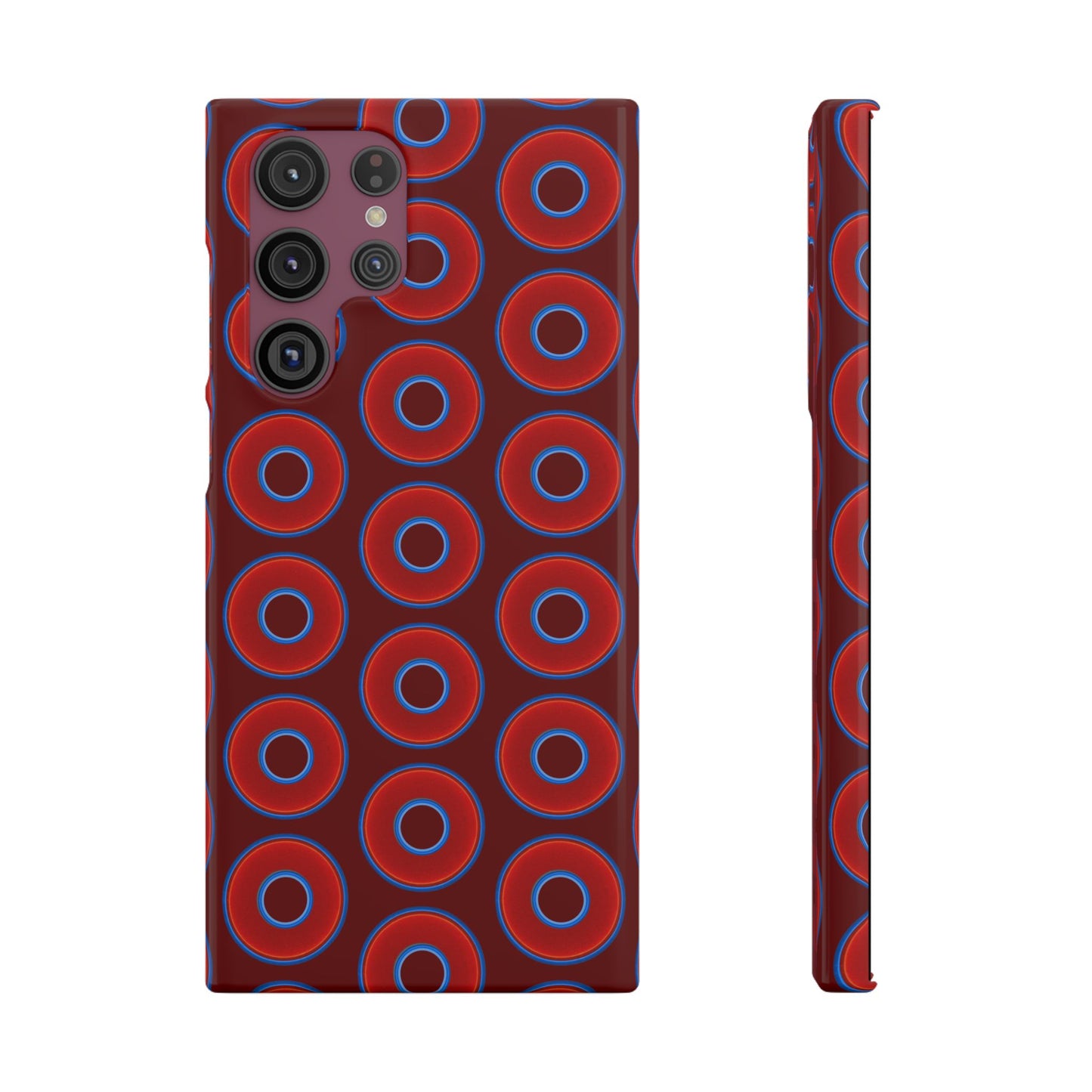 Lumpy Donut Snap Case - red vivid donut print w/dark red background