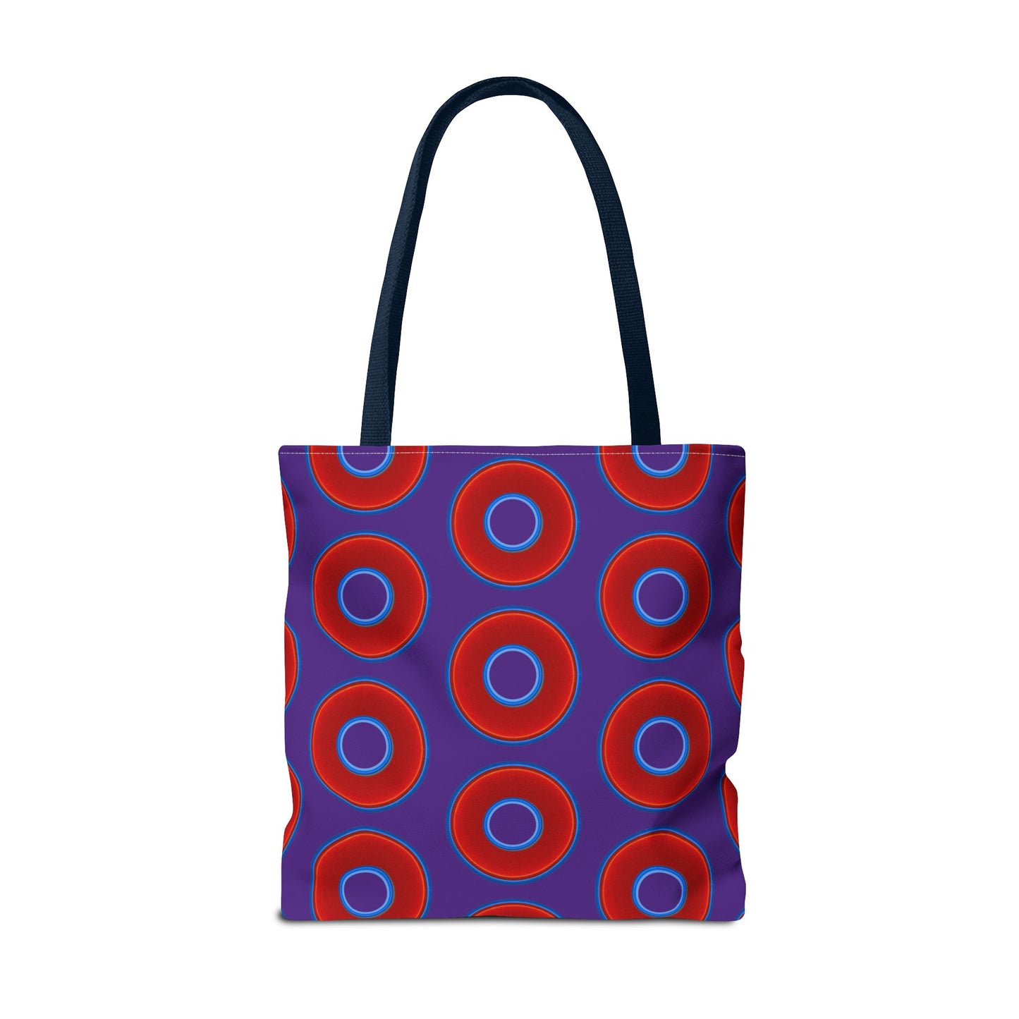 Lumpy Beach/Tote Bag - red vivid donuts w/dark purple background