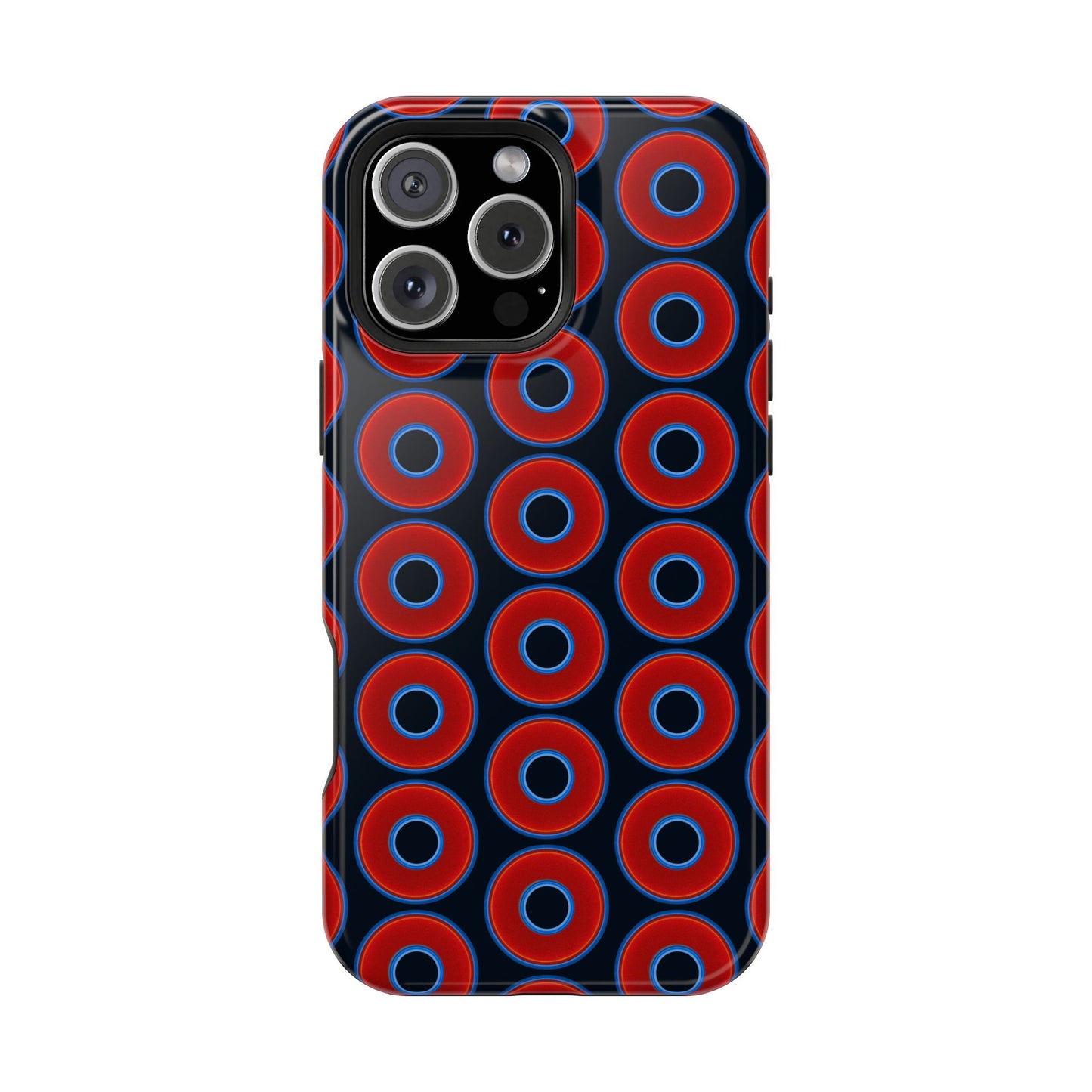 Magnetic Tough Donut Case - red vivid donut print w/blue charcoal background