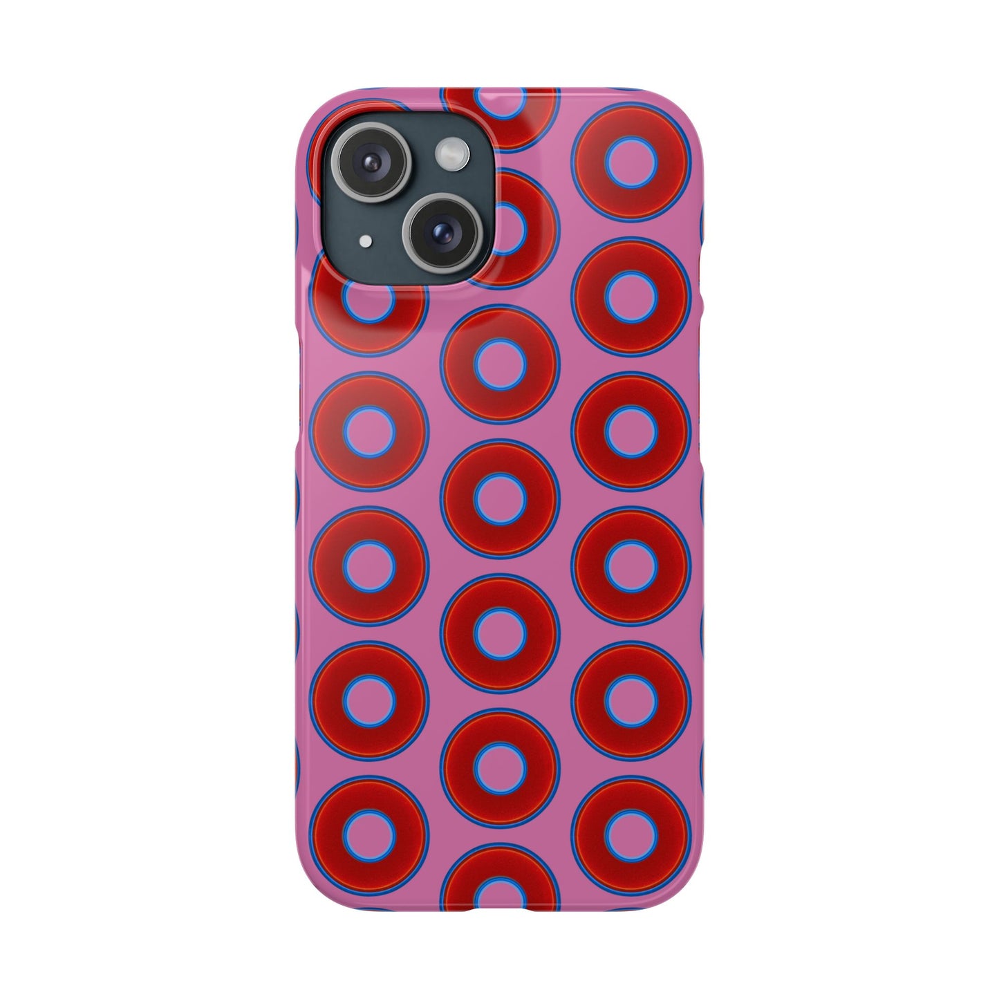 Lumpy Donut Snap Case - red vivid donut print w/light pink background