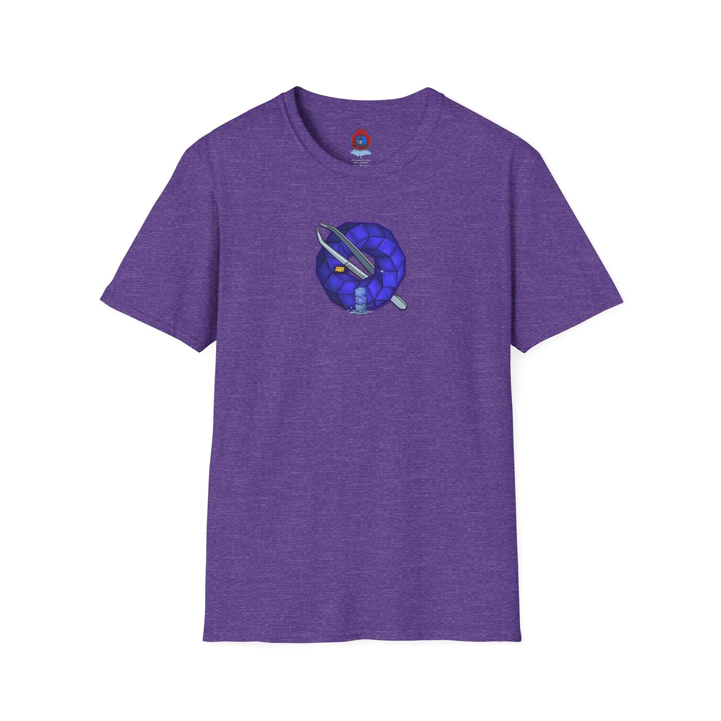 Classic Donut Tee - Unisex Soft-Style - "The Teasing Donut" - rustic dark royal blue cubed donut