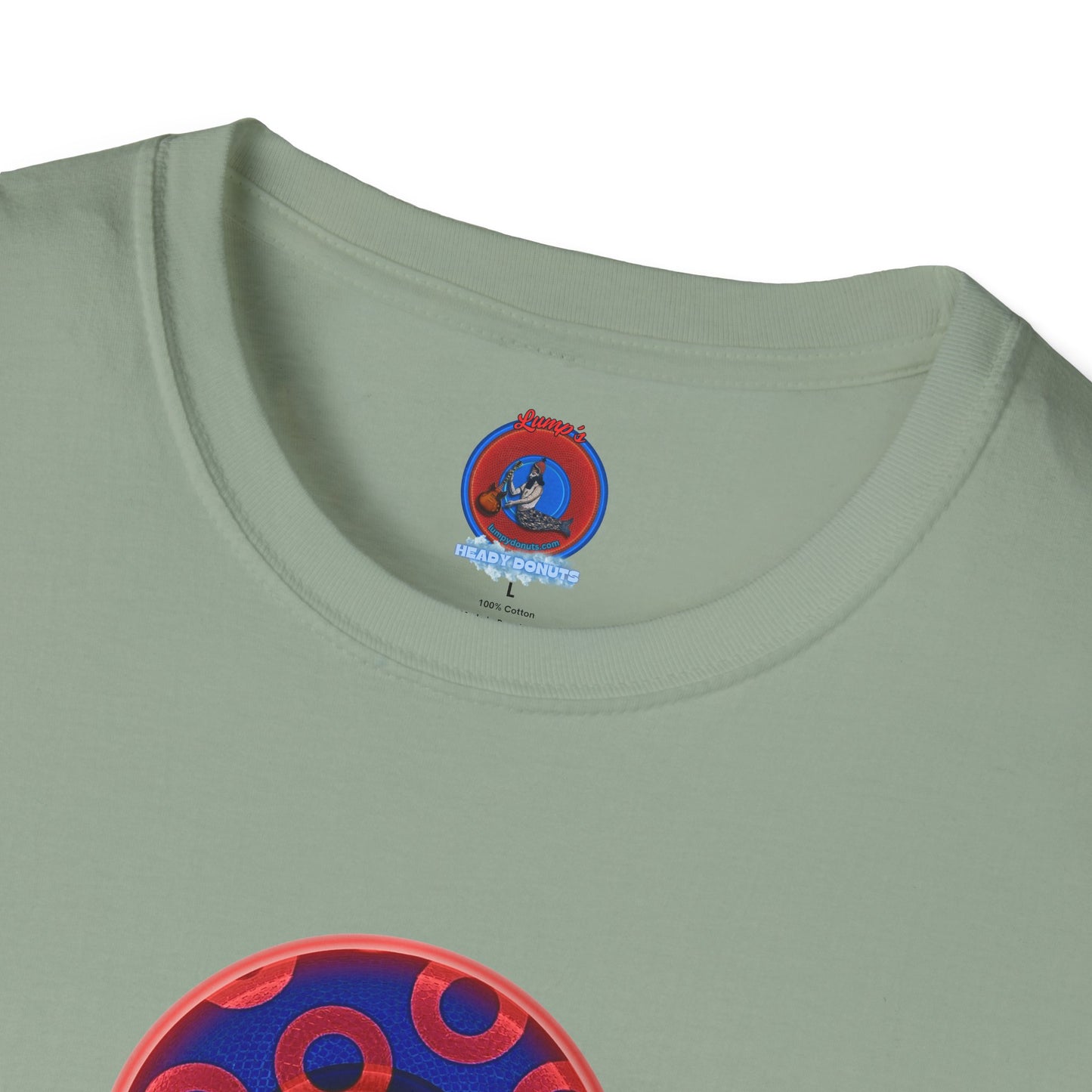 Classic Donut Tee - Unisex Soft-Style - "Kaleidoscope Abyss of Donut" - paradoxical print - variant 2 - series 1.0 - donut vortex - red/blue