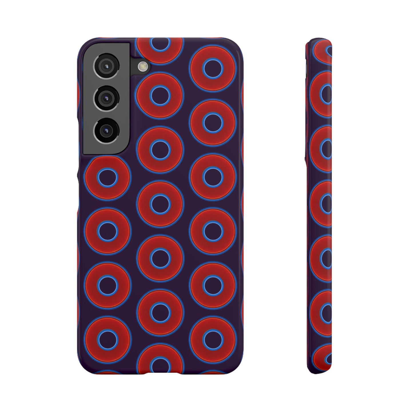 Lumpy Donut Snap Case - red vivid donut print w/midnight purple background