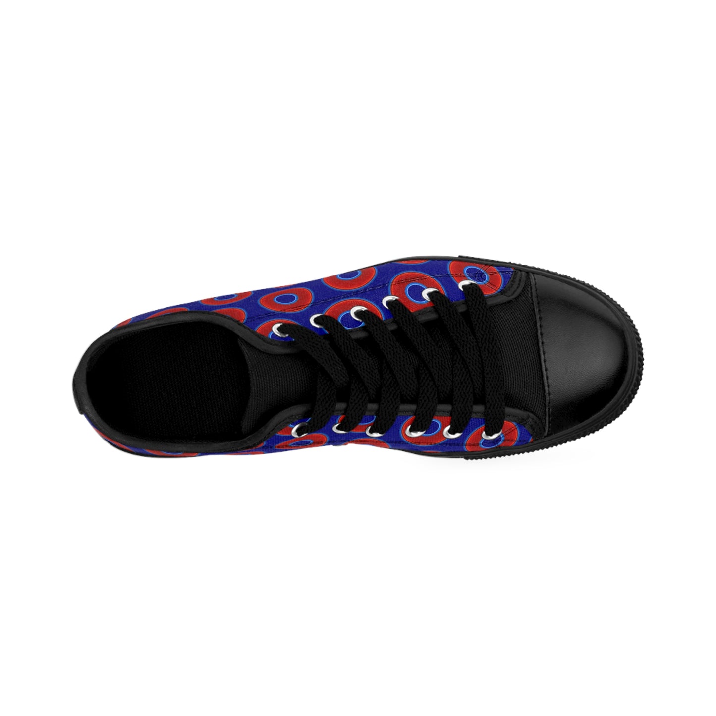 Men's Cushiony Convectors - Low Top - large red vivid donut print w/navy background