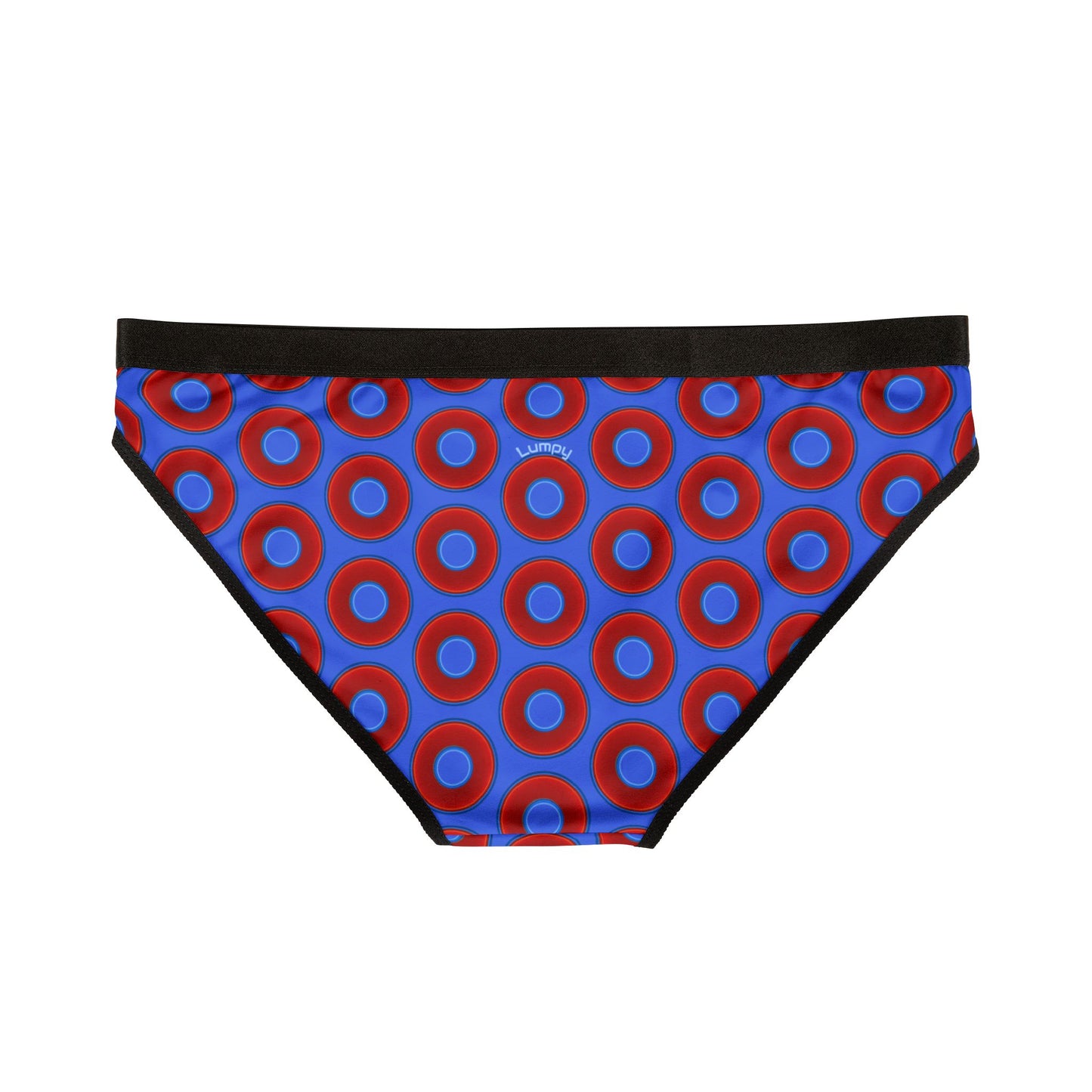 Lumpy Donut Underwear - vivid red donut print w/royal blue background
