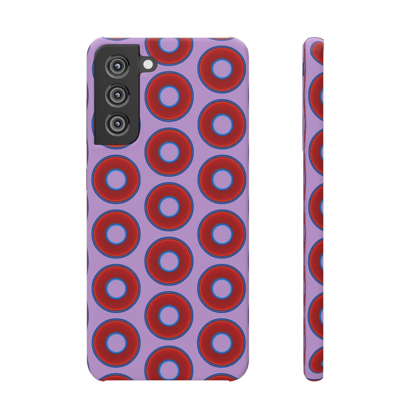 Lumpy Donut Snap Case - red vivid donut print w/wisteria purple background