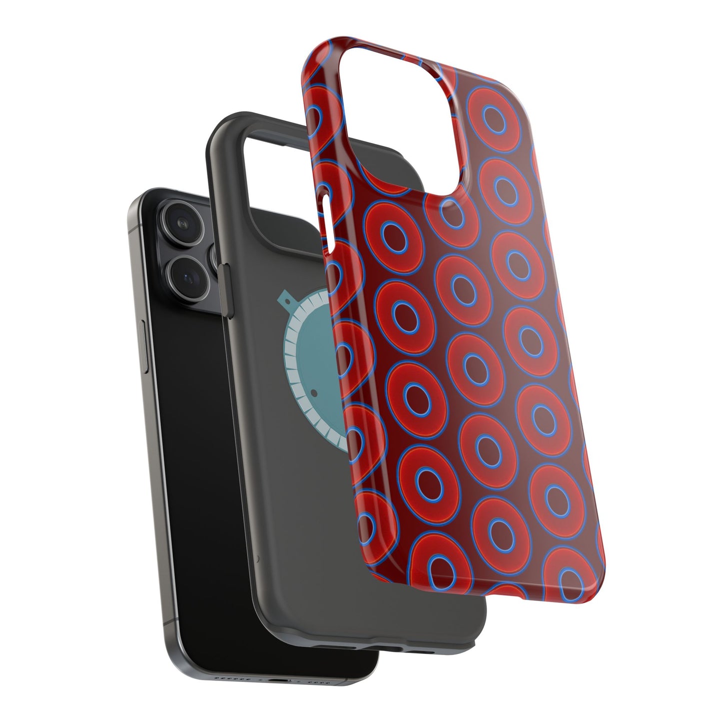 Magnetic Tough Donut Case - red vivid donut print w/dark red background