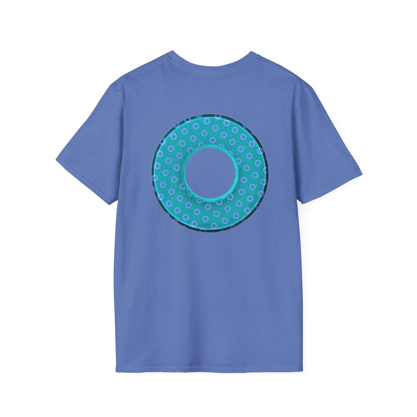 Plain Donuts/Unisex Soft-Style - "Plain Electric Paradoxical Donuts" - light teal/purple donuts