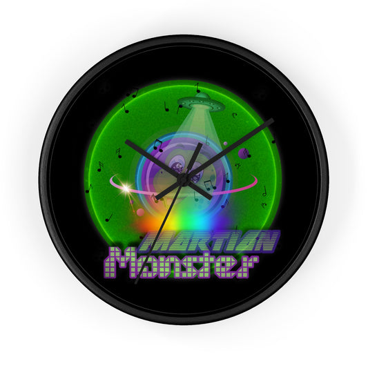Lumpy Wall Clock - "My Phavorite Martian Donut Clock" - green vivid donut w/black background