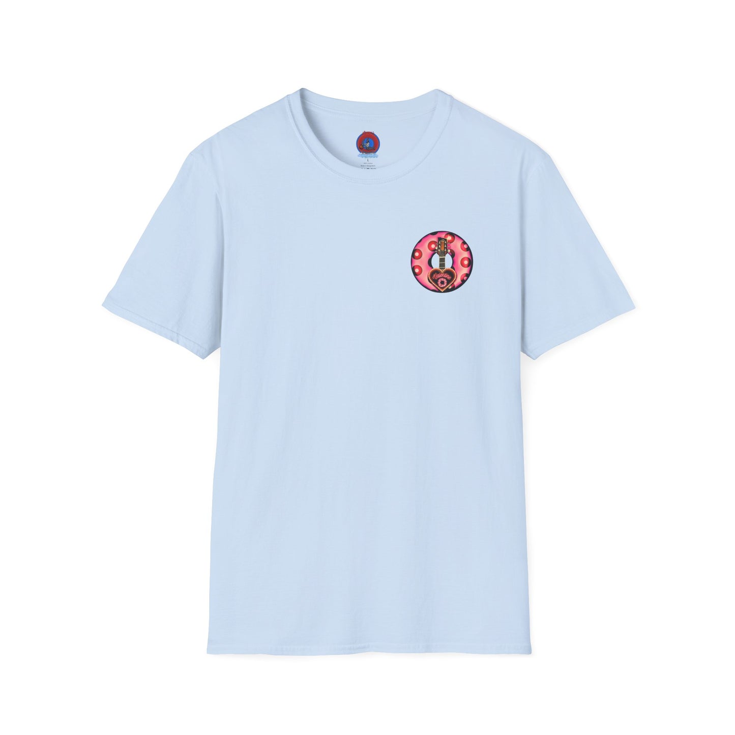 Classic Donut Tee - Unisex Soft-Style - "Would You Be My Donut?" - paradoxical faded magenta/red donut - variant 1