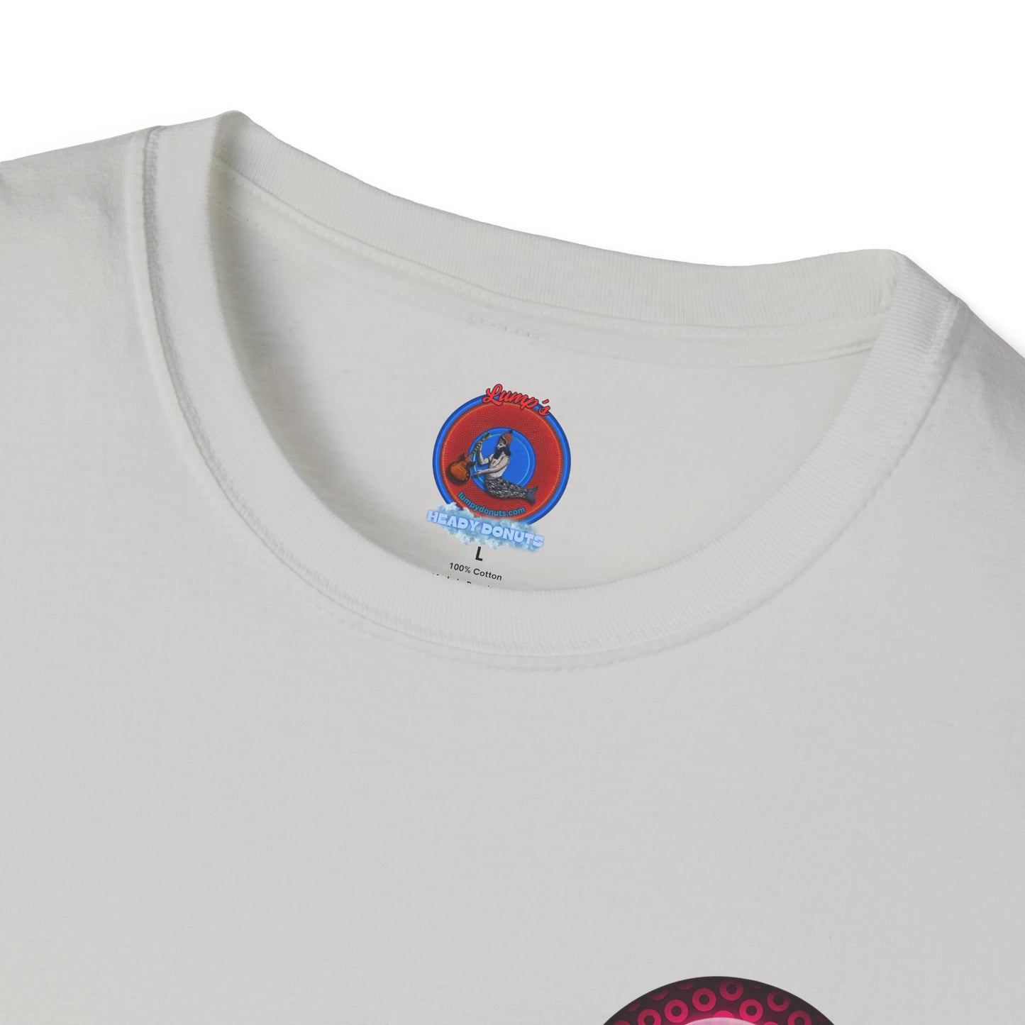 Classic Donut Tee - Unisex Soft-Style - "Donuts now Served on the Mothership" - series 1.0  - variant 2  - red/red paradoxical donut