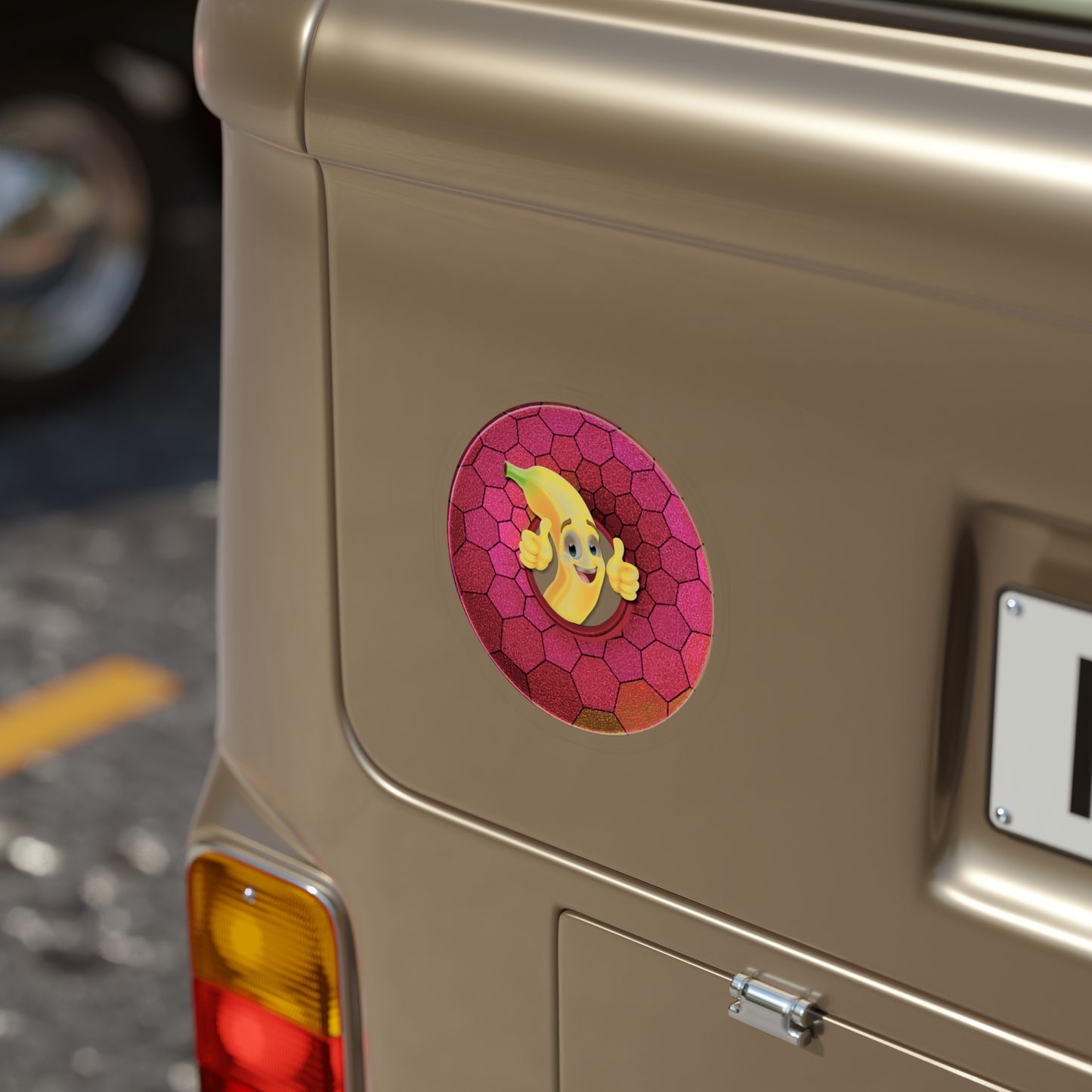 Donut Bumper/Outdoor Sticker - "Dis Sheet... it's Bananas" - variant 7 - magenta hexadonut - [Die-Cut] 6"x 6"